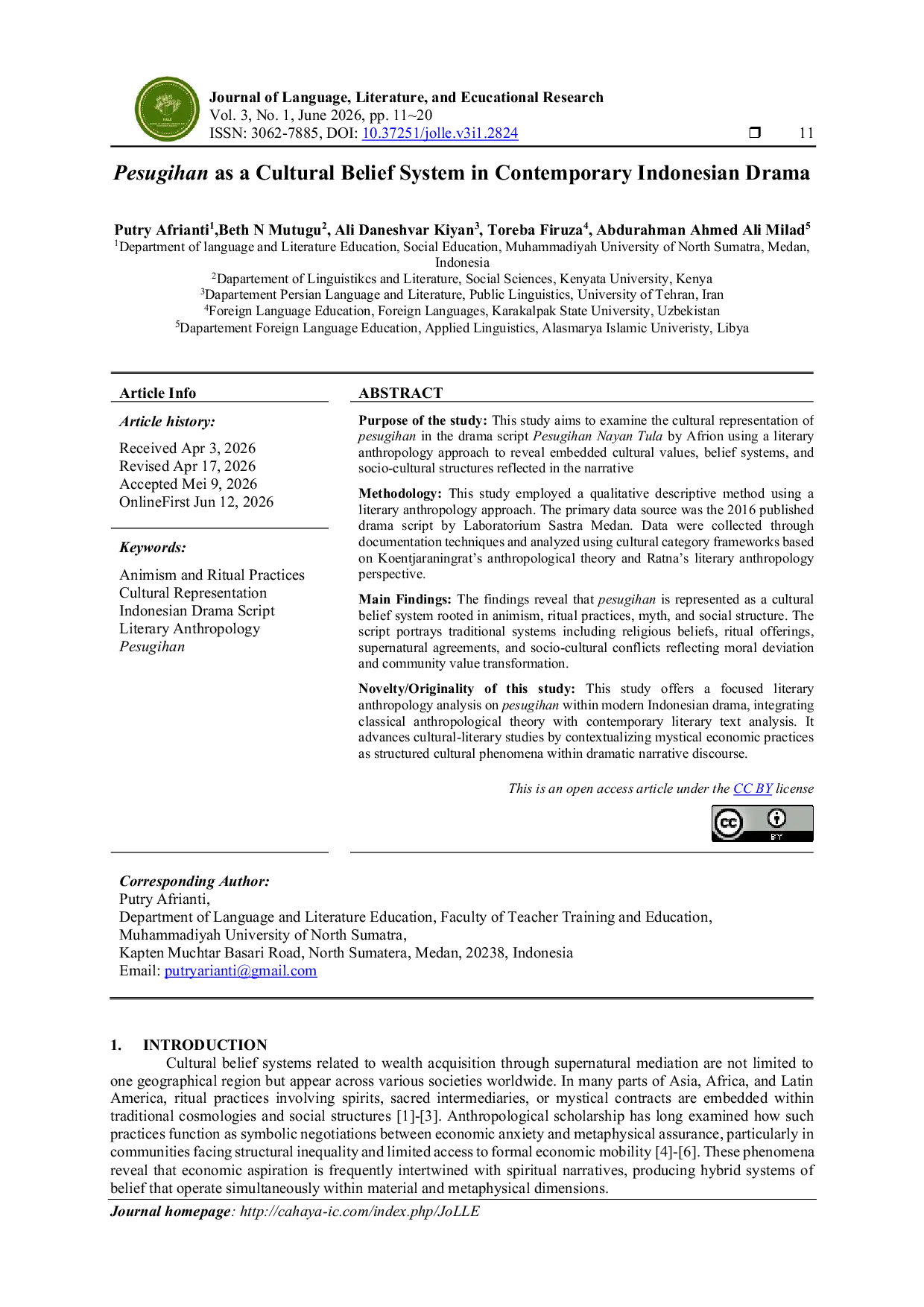 JURIS Pesugihan As A Cultural Belief System In Contemporary Indonesian Drama