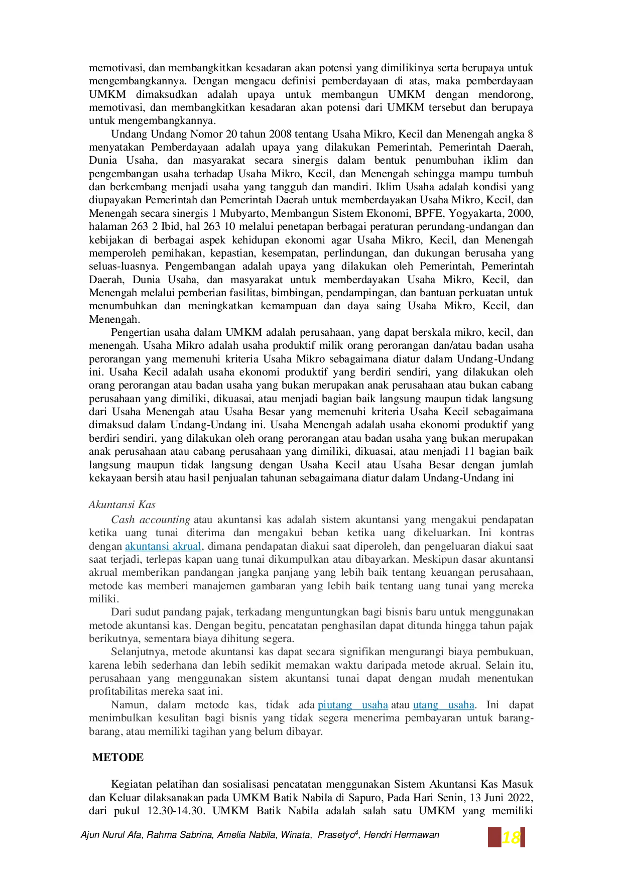 JURIS Pendampingan Penerapan Sistem Akuntansi Kas Pada UMKM Batik Sapuro