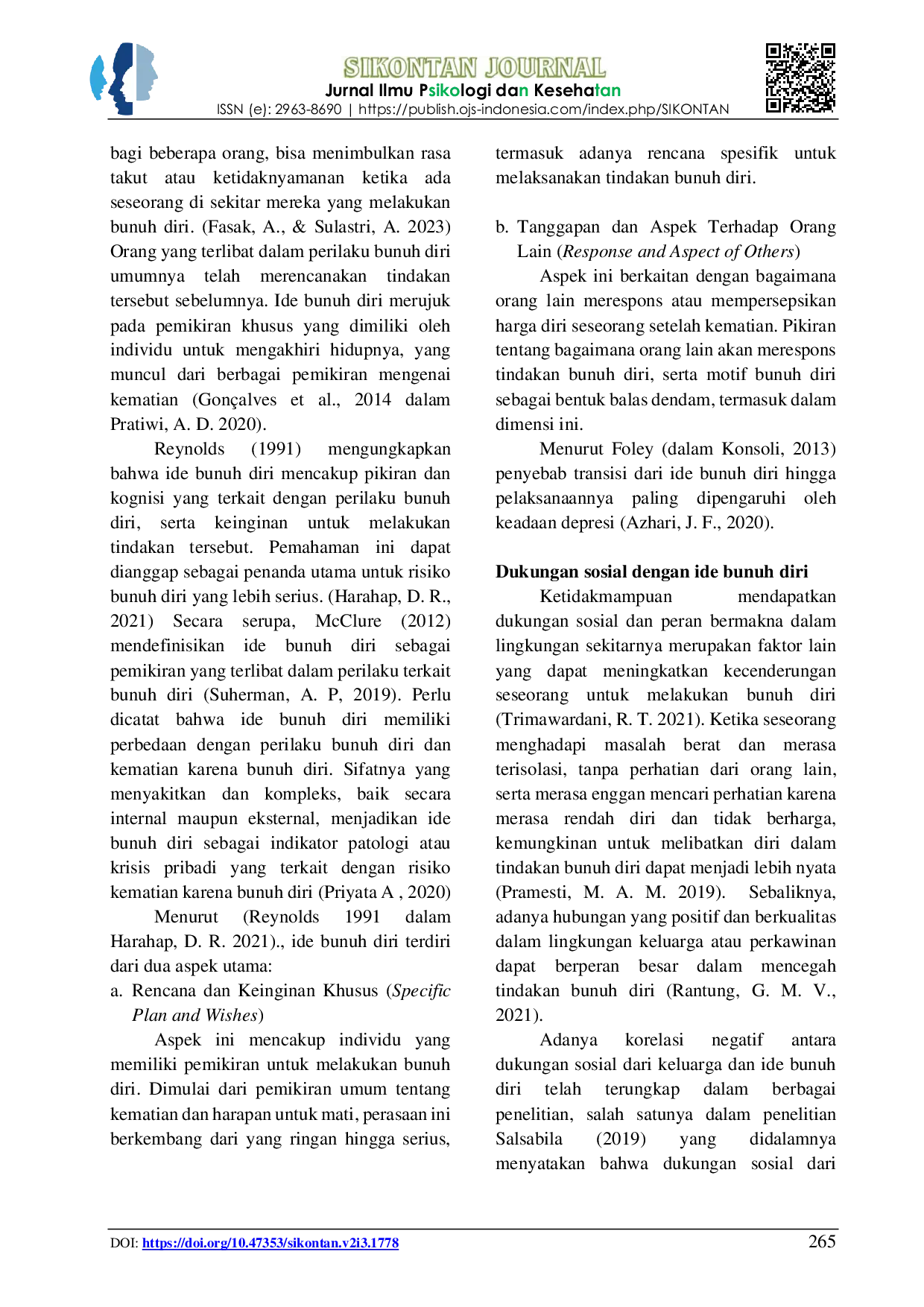 JURIS Analisis Dukungan Sosial Terhadap Ide Bunuh Diri Pada Remaja