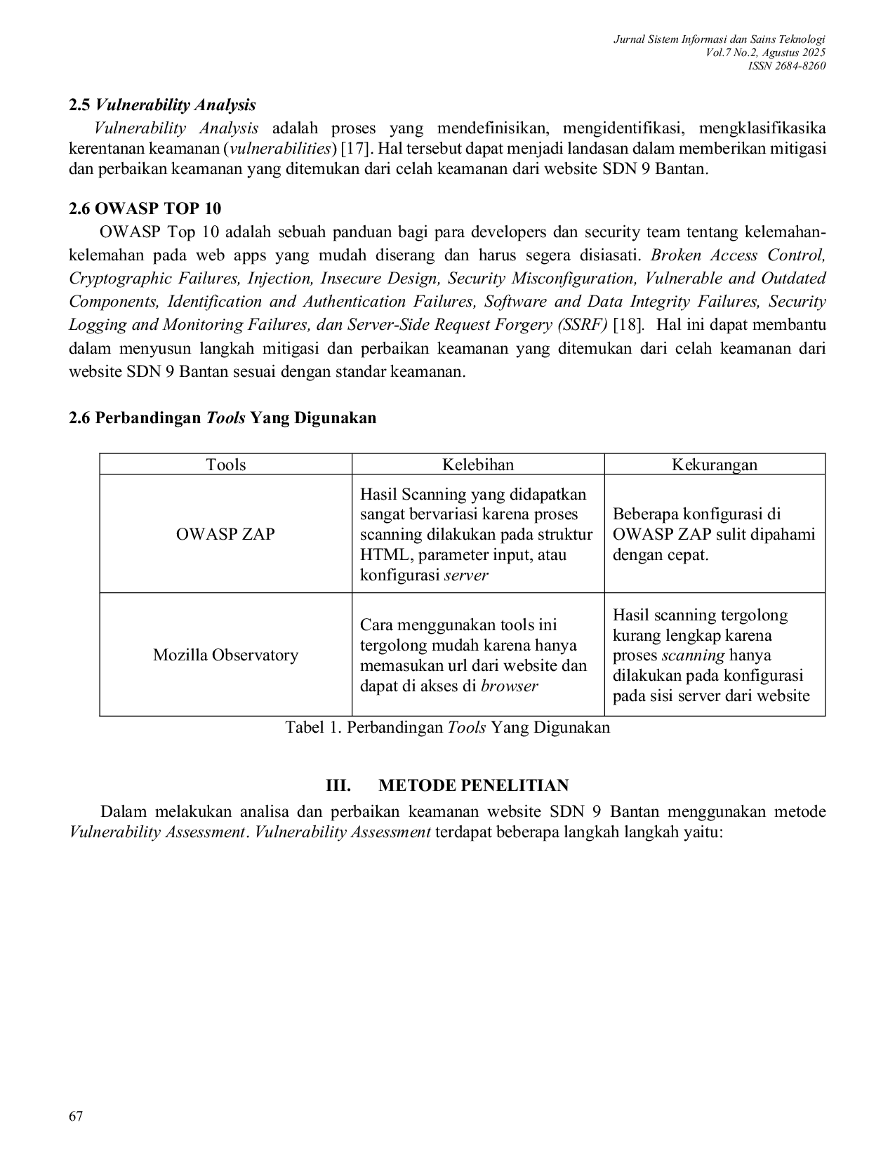 JURIS Analisa Dan Perbaikan Keamanan Pada Website Sdn 9 Bantan