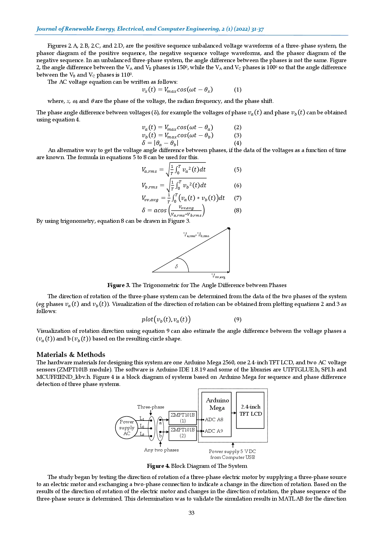 juris Arduino Mega Based System Design for Sequence and Phase Difference Detection of Three Phase Systems