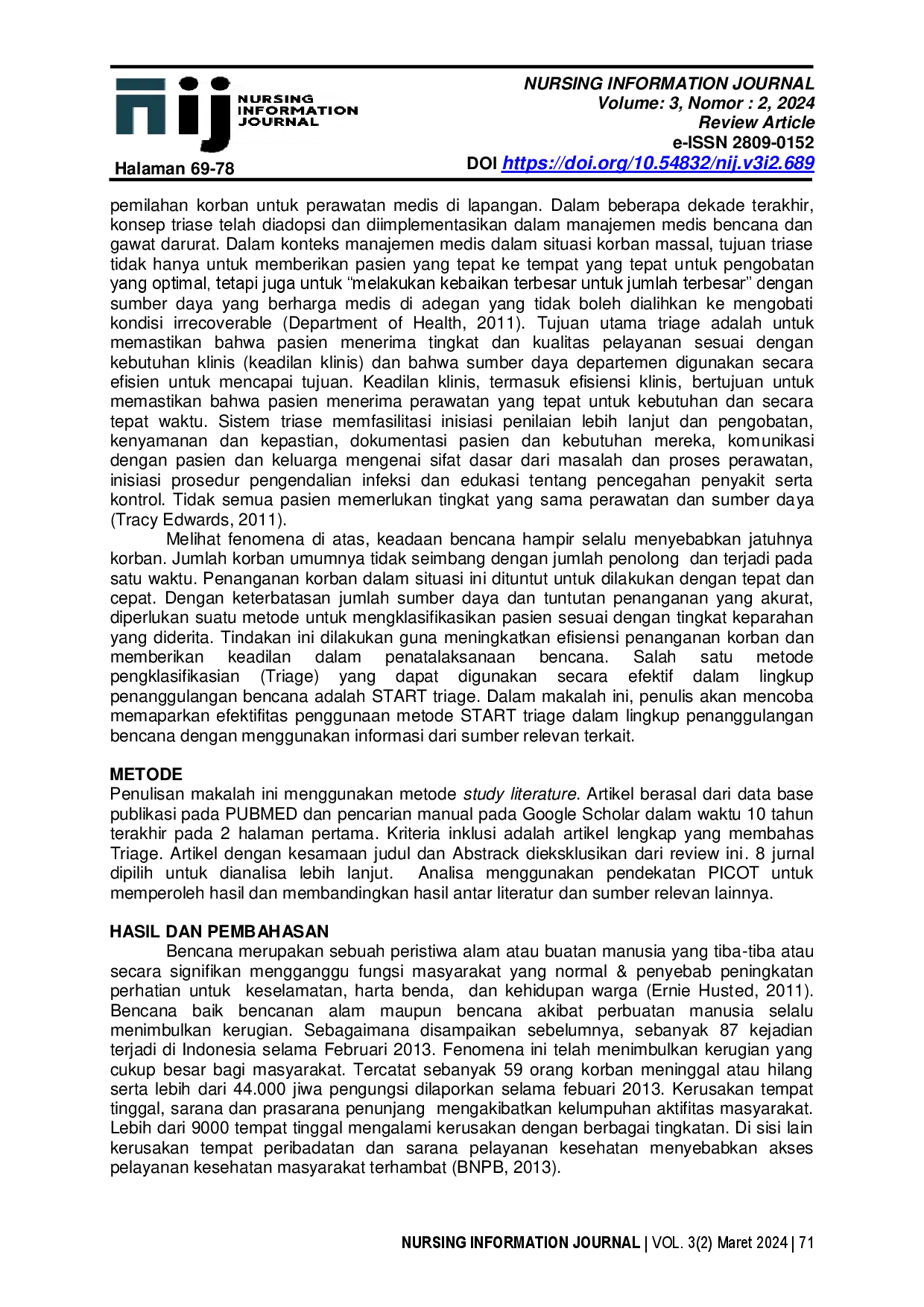 juris START Triage Sebagai Istrumen Penanganan Korban dalam Setting Bencana