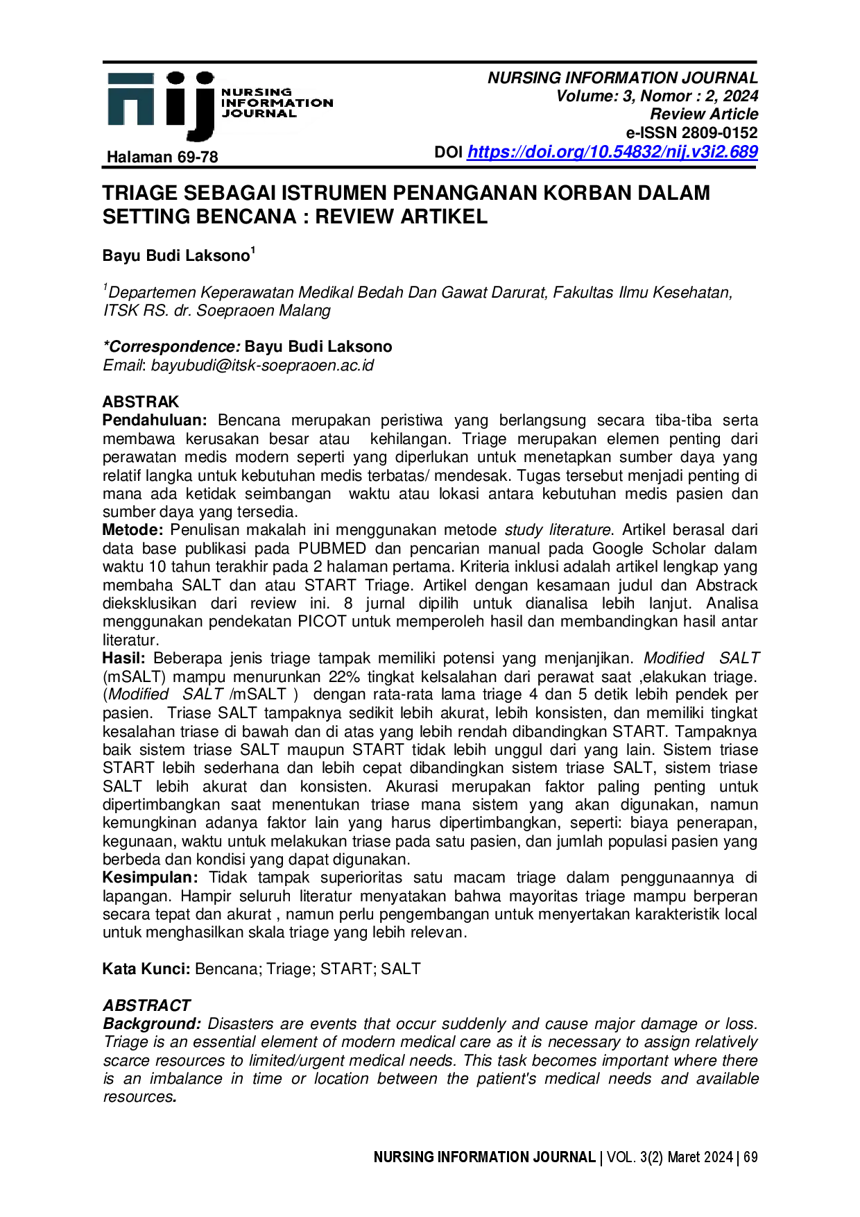 juris START Triage Sebagai Istrumen Penanganan Korban dalam Setting Bencana