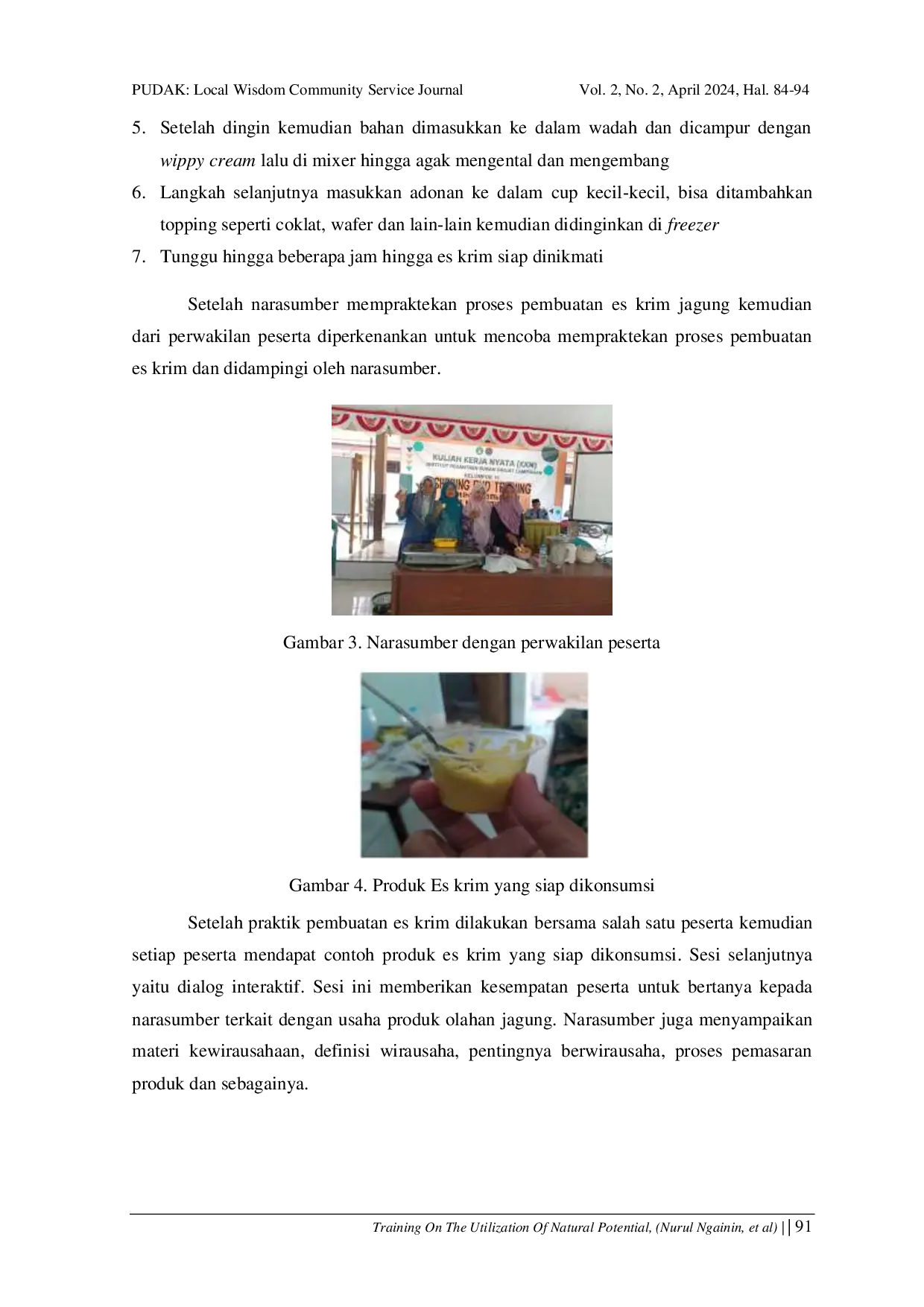 JURIS Corn Ice Cream Making Training For PKK Cadres To Cultivate An Entrepreneurial Spirit In Bluri Solokuro Lamongan