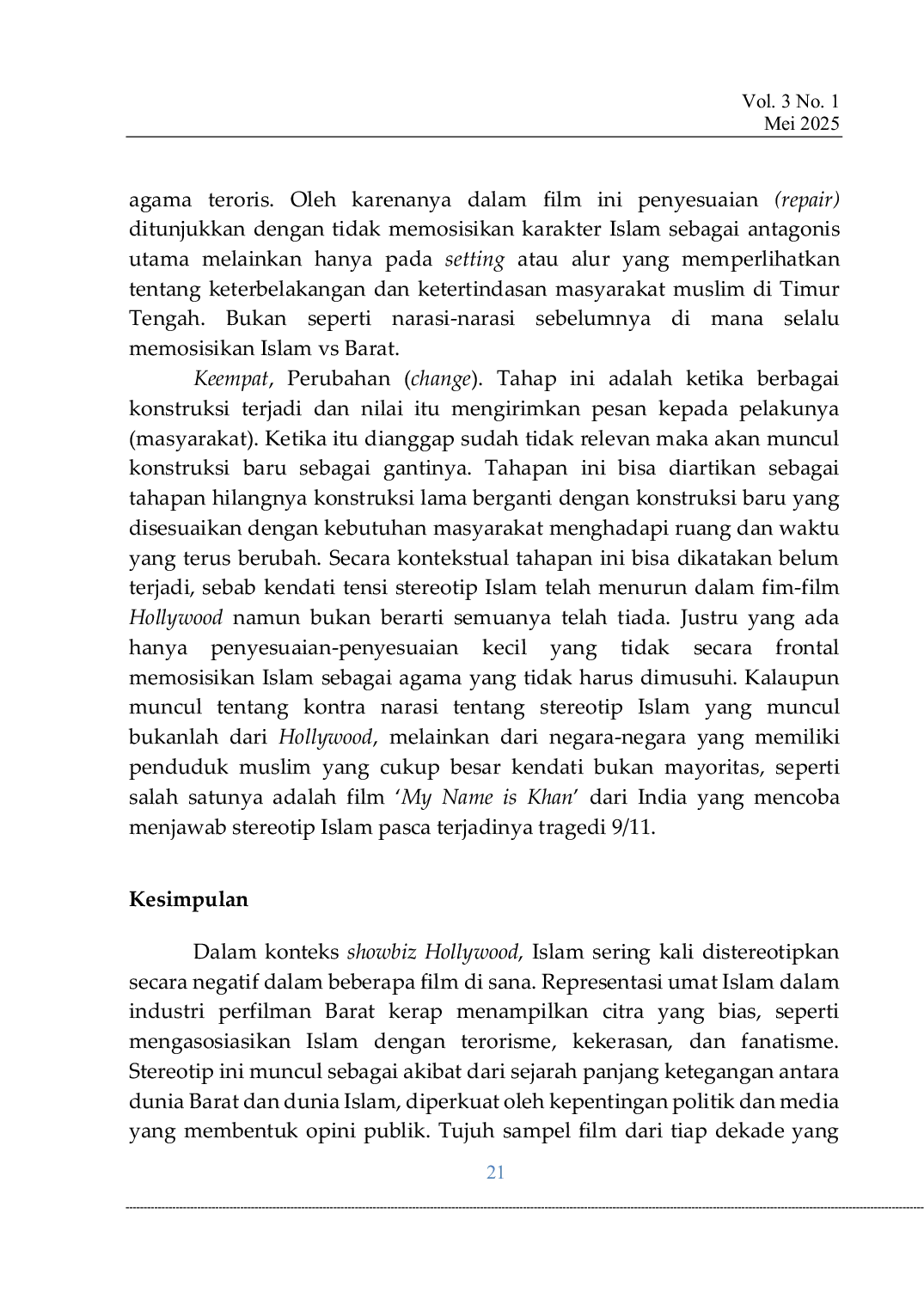 JURIS Stereotip Islam dalam Film Hollywood Era 1960 an sampai 2020 an