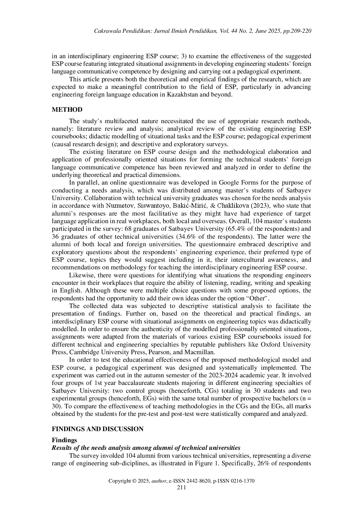 juris Interdisciplinary ESP Course Design for Tertiary Engineering Students using Professionally Oriented Situations