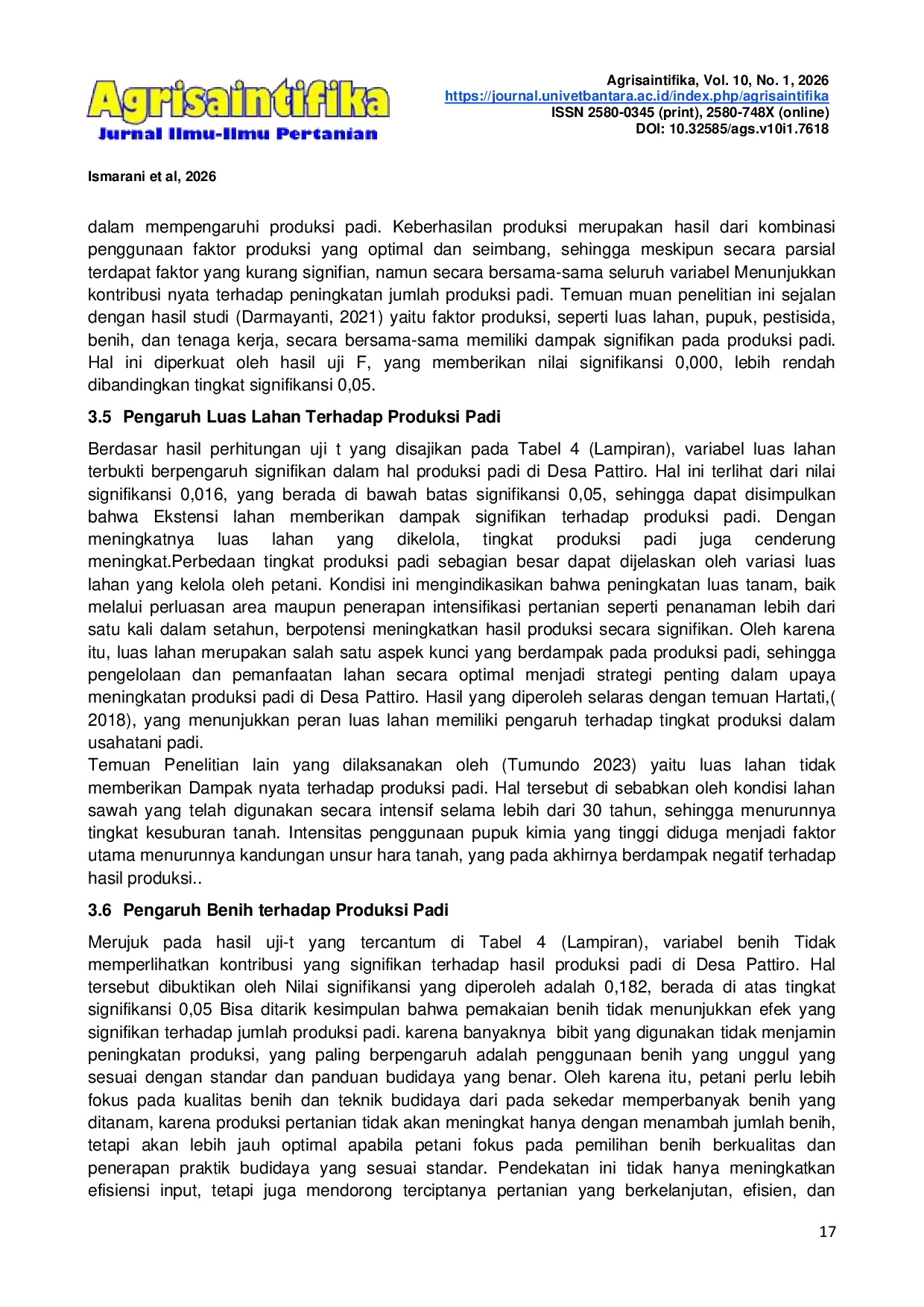 JURIS Analisis Faktor Produksi Usahatani Padi Di Desa Pattiro Kecamatan Mare Kabupaten Bone