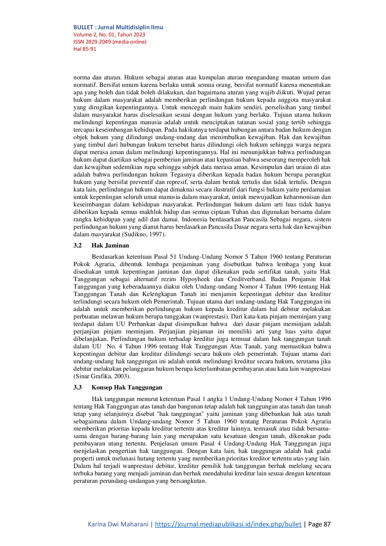 JURIS Perlindungan Hukum Kreditur Terhadap Intervensi Kreditur Dengan Jaminan Hak Tanggungan Yang Sama