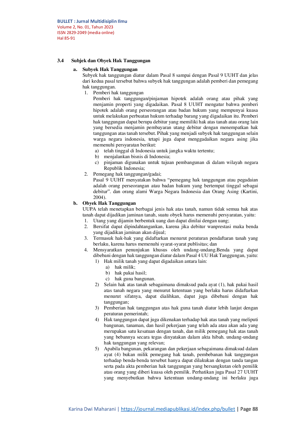 JURIS Perlindungan Hukum Kreditur Terhadap Intervensi Kreditur Dengan Jaminan Hak Tanggungan Yang Sama