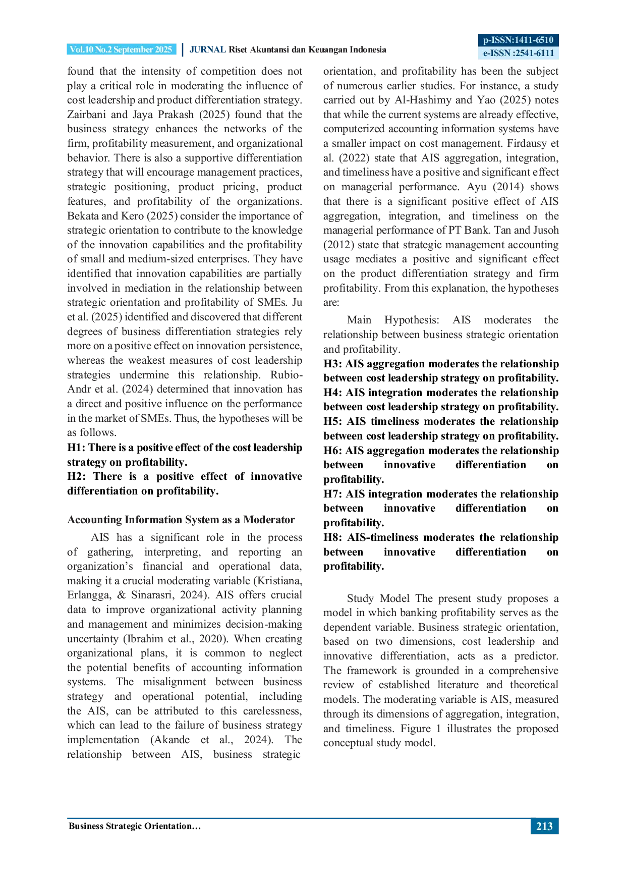 JURIS Business Strategic Orientation and Banking Profitability The Moderating Effect of Accounting Information Systems