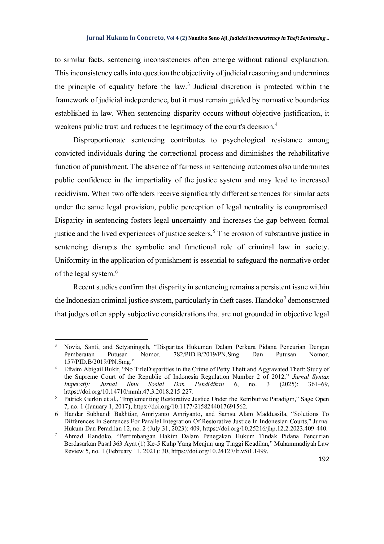 JURIS Judicial Inconsistency in Theft Sentencing A Critical Analysis of Sentencing Practices under Indonesia s Criminal Justice System