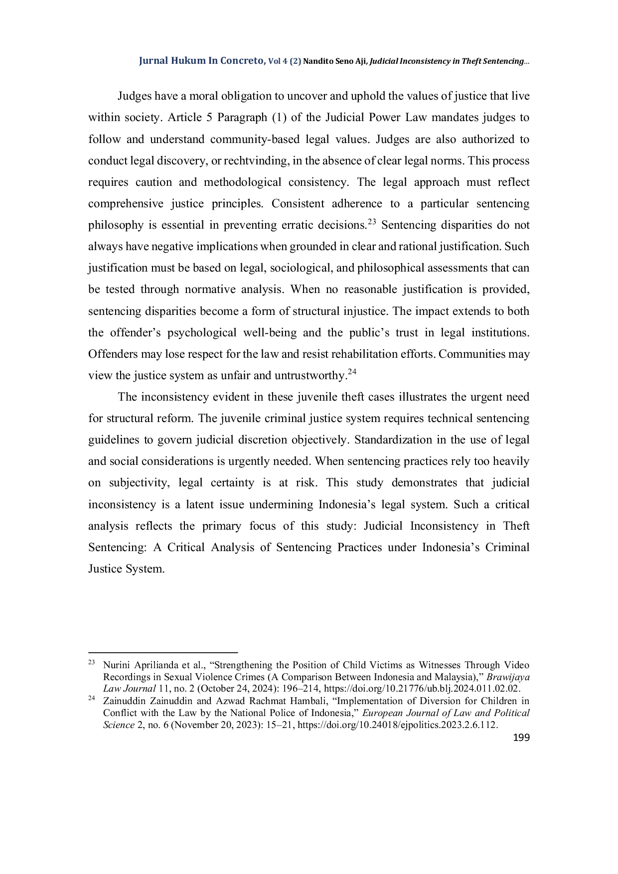 JURIS Judicial Inconsistency in Theft Sentencing A Critical Analysis of Sentencing Practices under Indonesia s Criminal Justice System