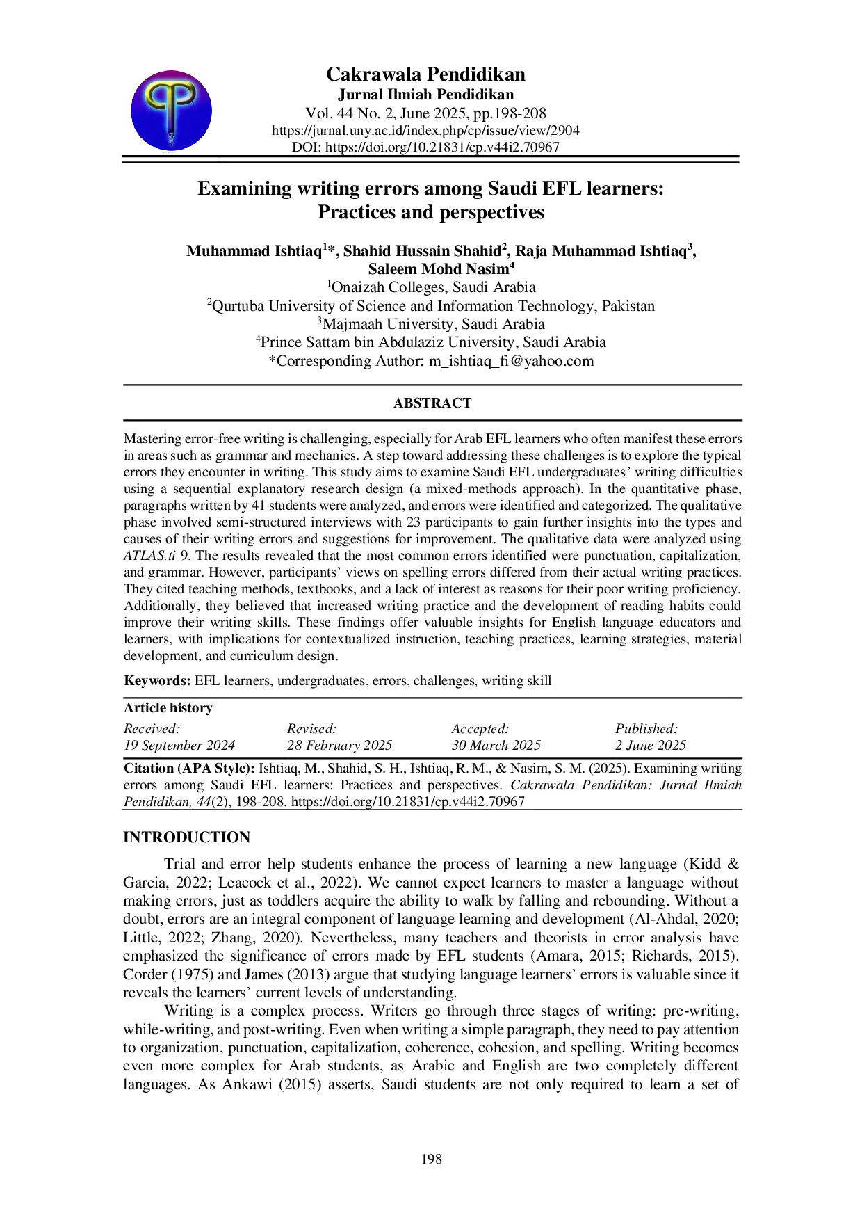 juris Examining Writing Errors Among Saudi Efl Learners Practices And Perspectives