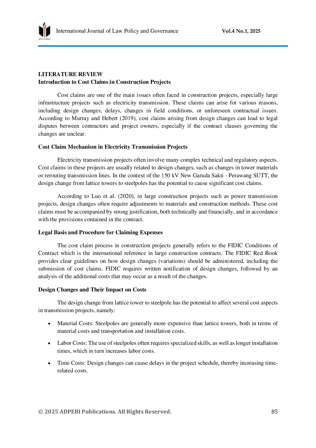 JURIS Claim for Costs Due to Rerouting of SUTT 150 kV New Garuda Sakti Perawang