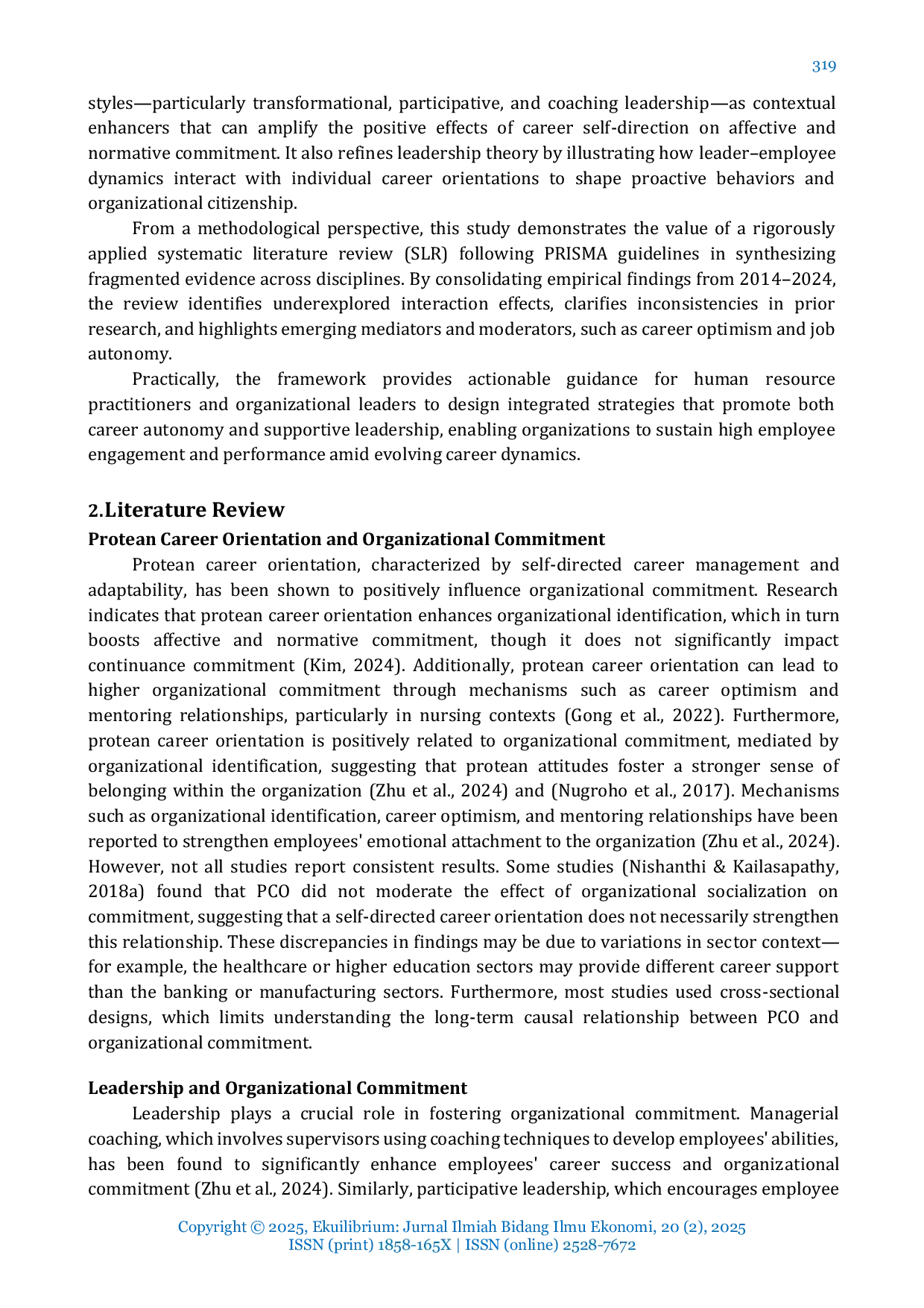 JURIS Unveiling the Role of Protean Career Orientation and Leadership in Organizational Commitment and Employee Performance A Systematic Literature Review