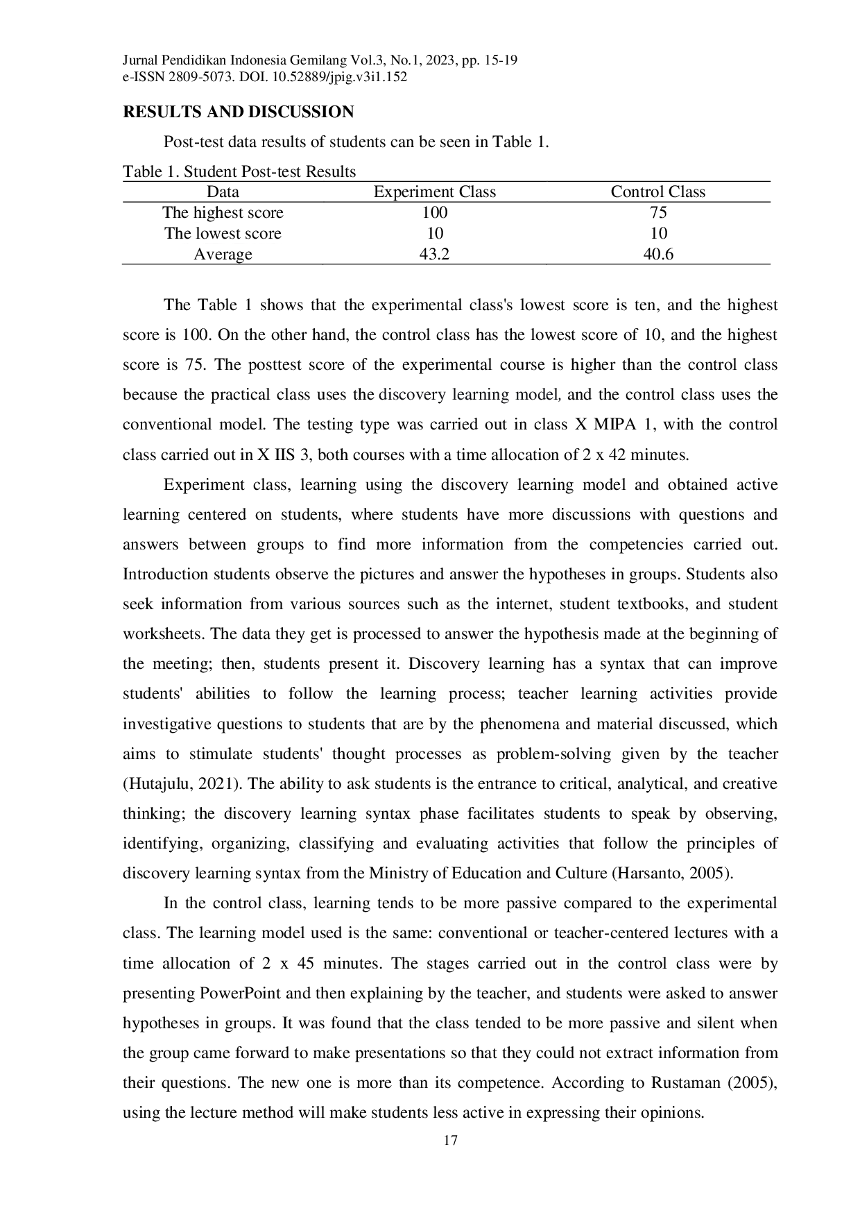 juris The Effect of Discovery Learning Model on Students Learning Outcomes on the Protists Concept