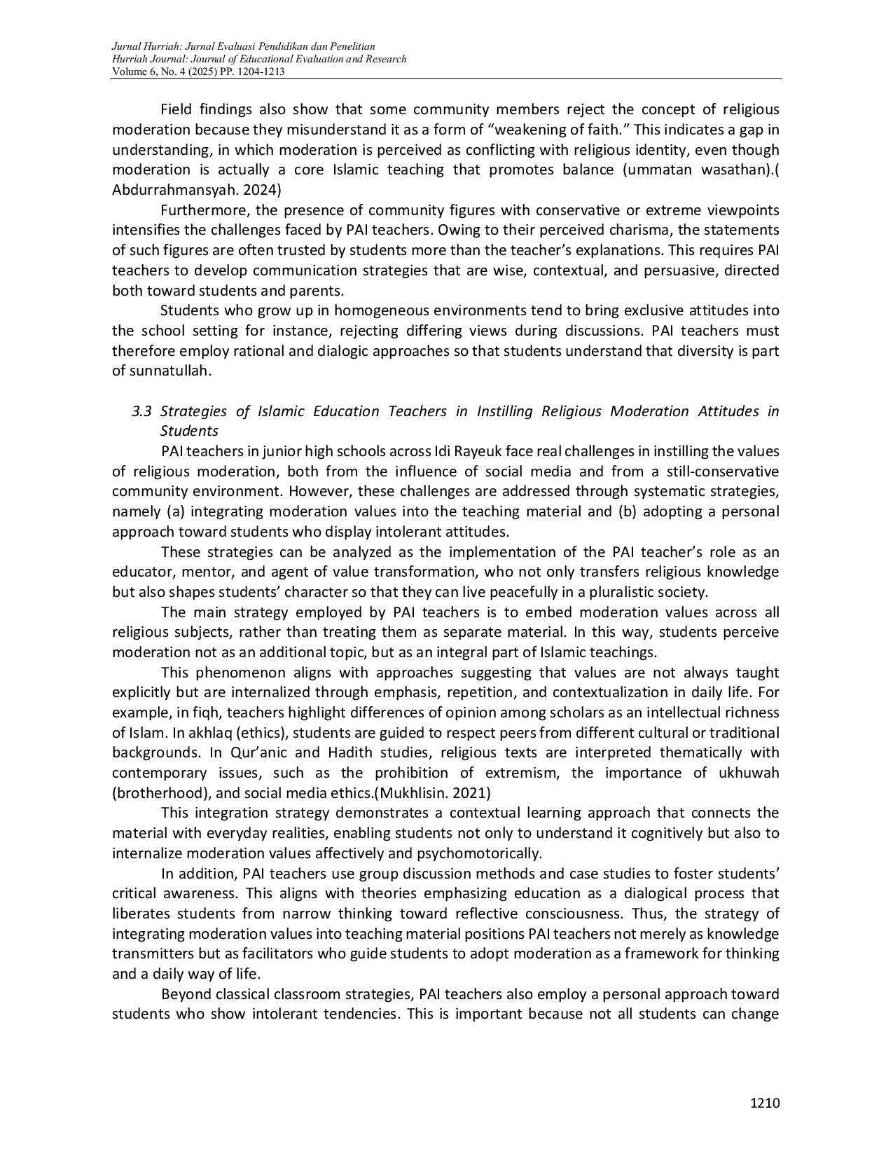 JURIS The Role of Islamic Education Teachers in Instilling Religious Moderation Attitudes in Junior High School Students Throughout Idi Rayeuk