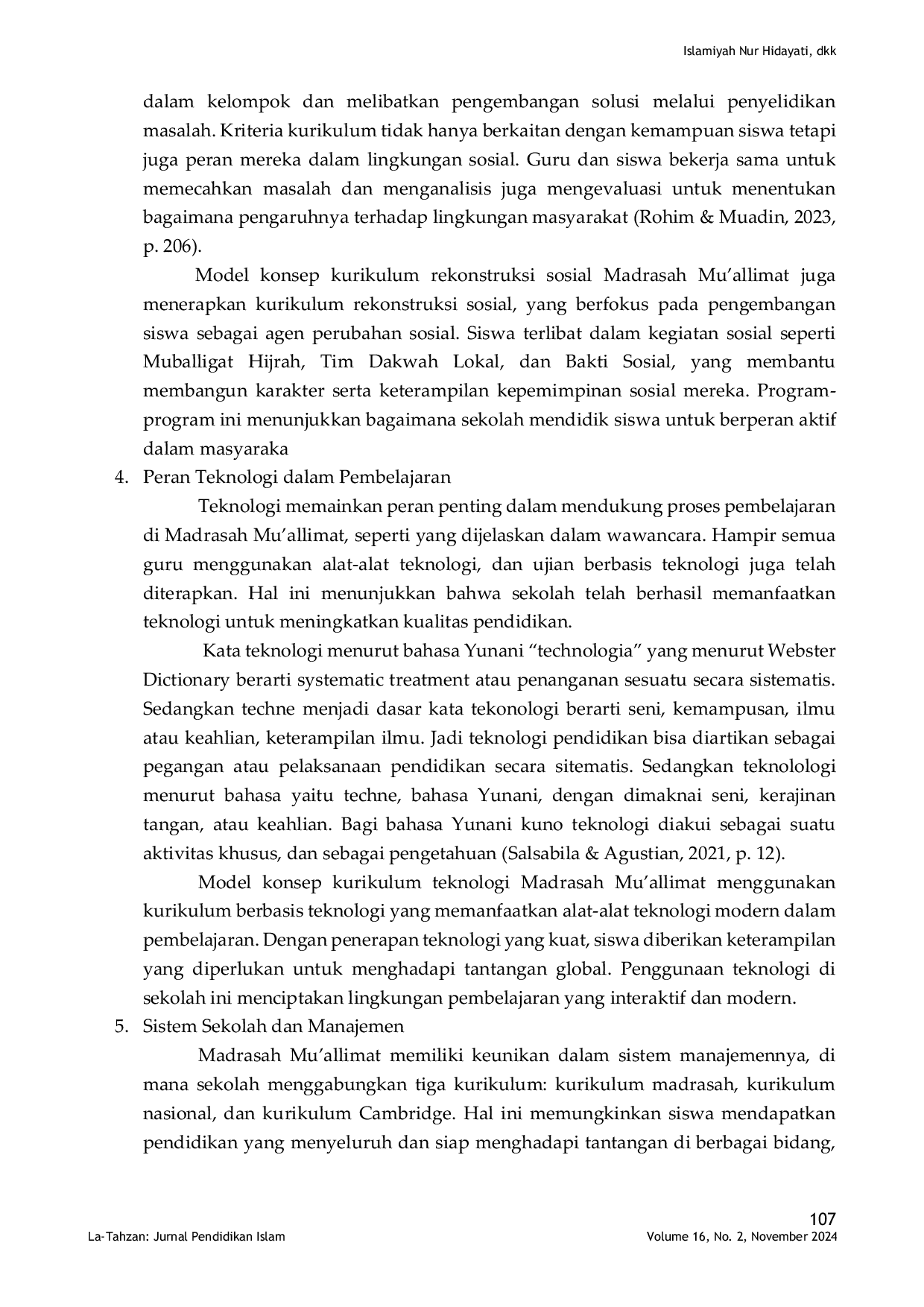 JURIS Analisis Kurikulum Melalui Model Pendekatan Humanistik Di MA Muallimat Muhammadiyah