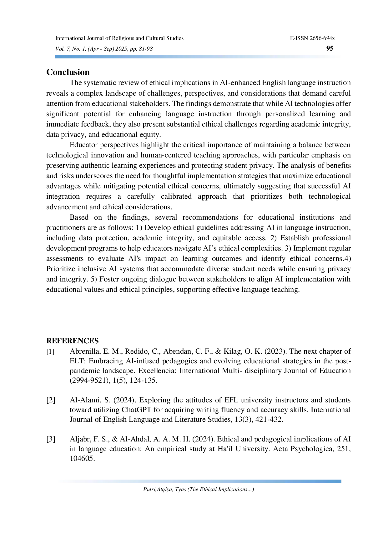 JURIS The Ethical Implications of AI in English Language Instruction A Systematic Review of Current Challenges and Opportunities