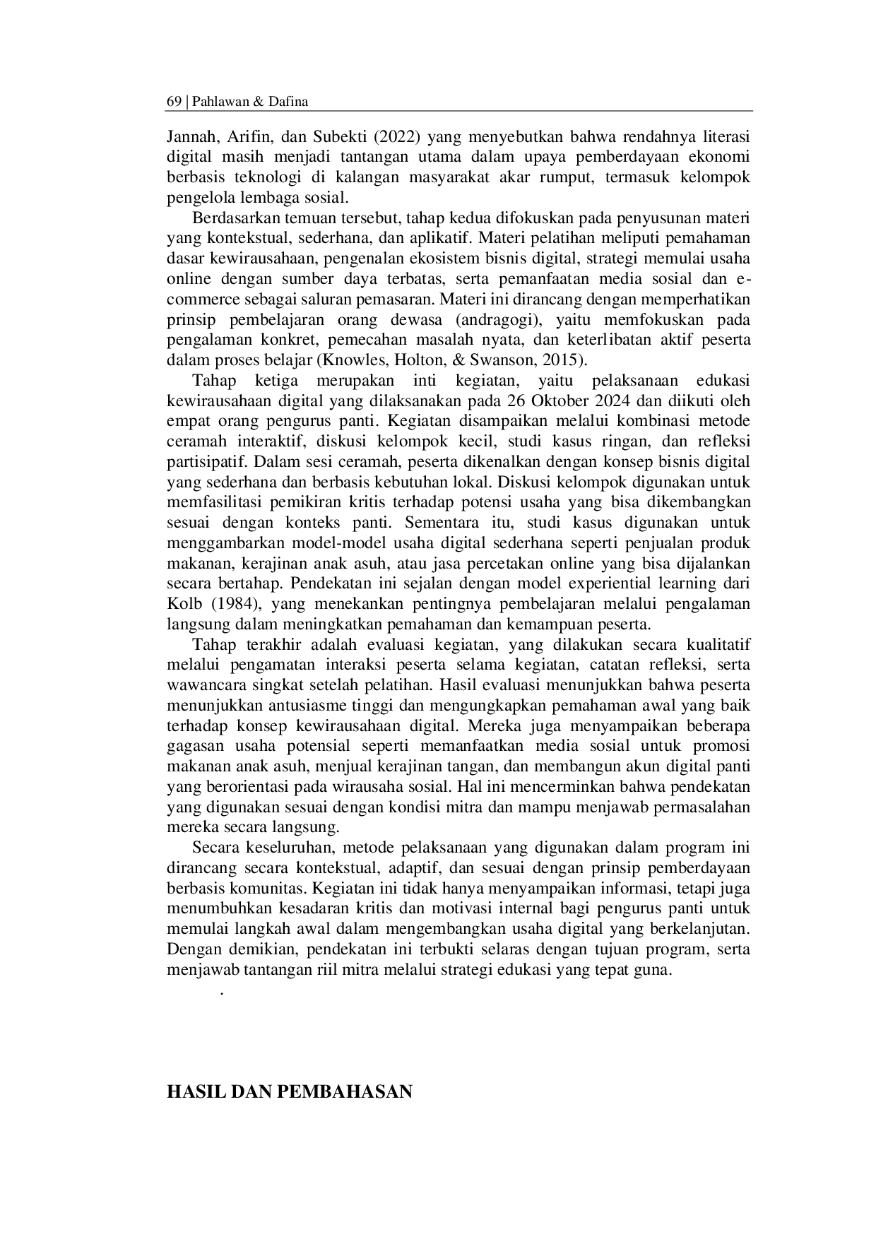 JURIS Peningkatan Literasi Kewirausahaan Digital Bagi Pengurus Panti Asuhan Sosial Tunas Bangsa