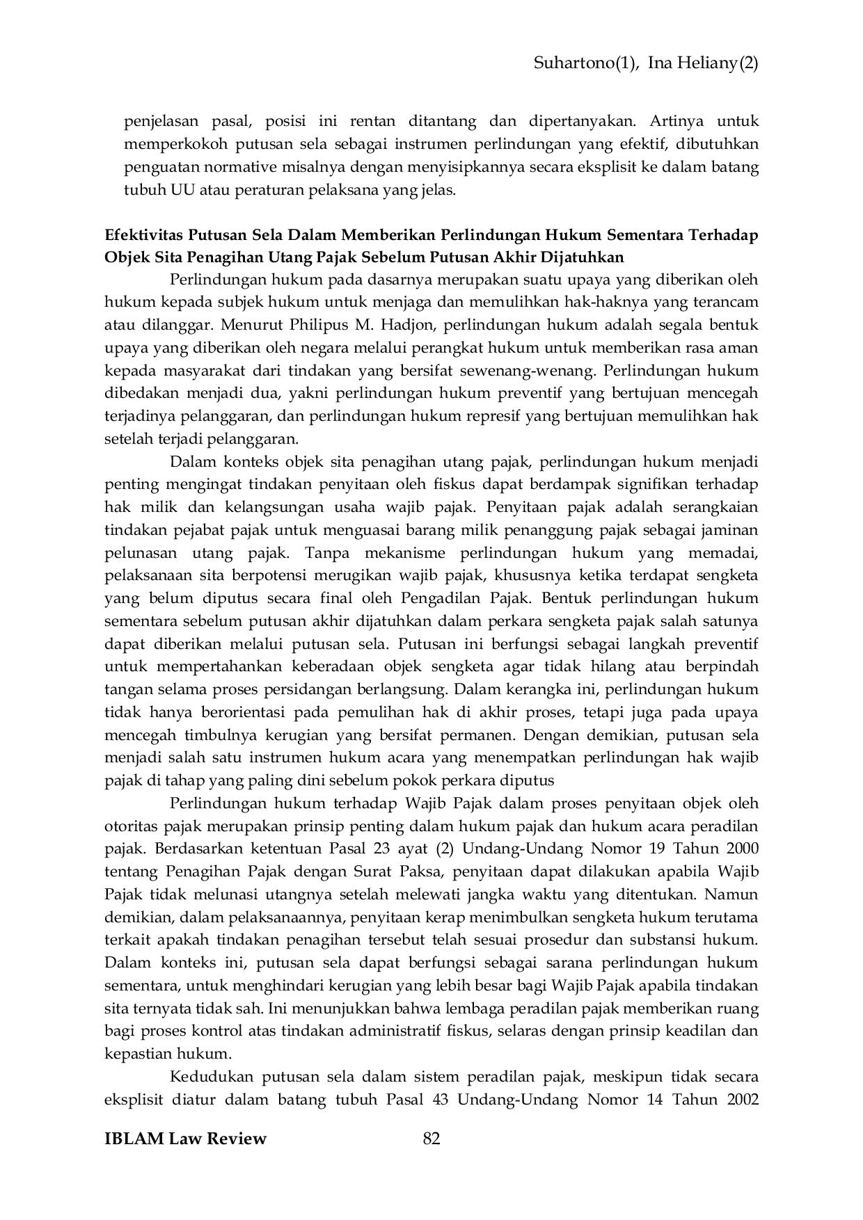 JURIS Putusan Sela Pengadilan Pajak dalam Menyelesaikan Sengketa Gugatan secara Keseluruhan atas Objek Sita Penagihan Utang Pajak