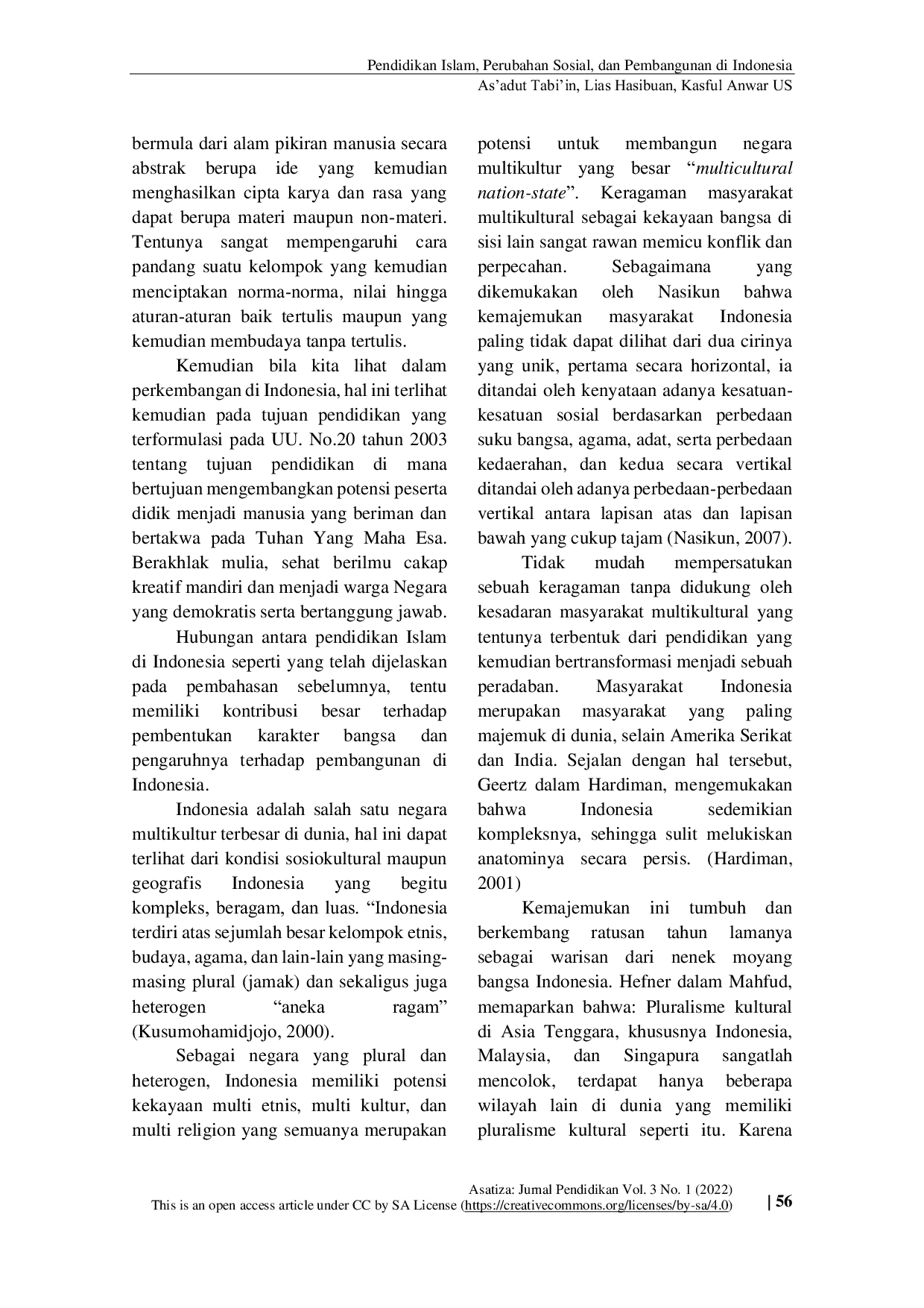 JURIS Pendidikan Islam Perubahan Sosial dan Pembangunan di Indonesia