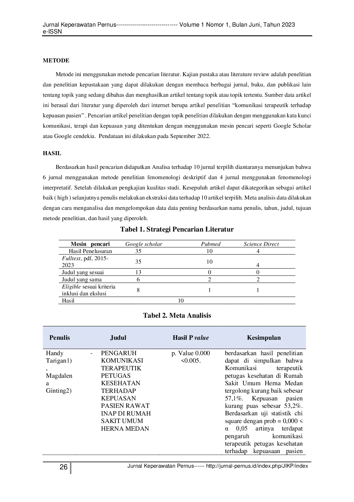 JURIS The Effect of Nurse Therapeutic Communication on Patient Satisfaction