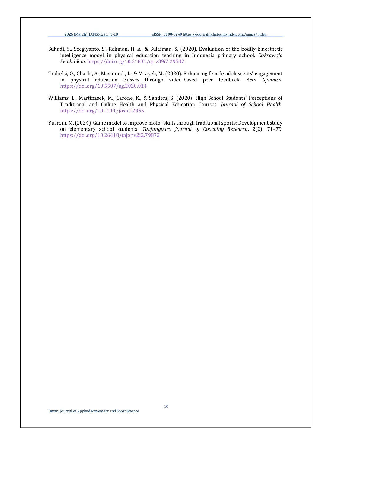 JURIS Evaluating reality of modern teaching strategies used by faculty members in teaching methods in physical education subject from perspective of third year students at Department of Physical Education a