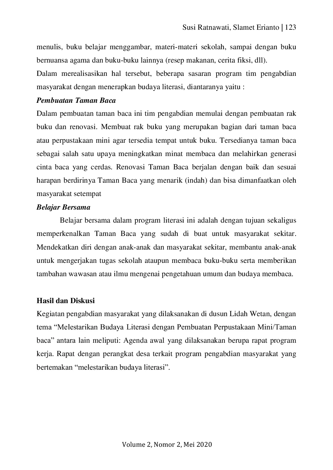 JURIS Pendampingan Masyarakat Dusun Lidah Wetan dalam Pelestarian Budaya Literasi dengan Pembuatan Perpustakaan Mini dan Taman Baca di Surabaya