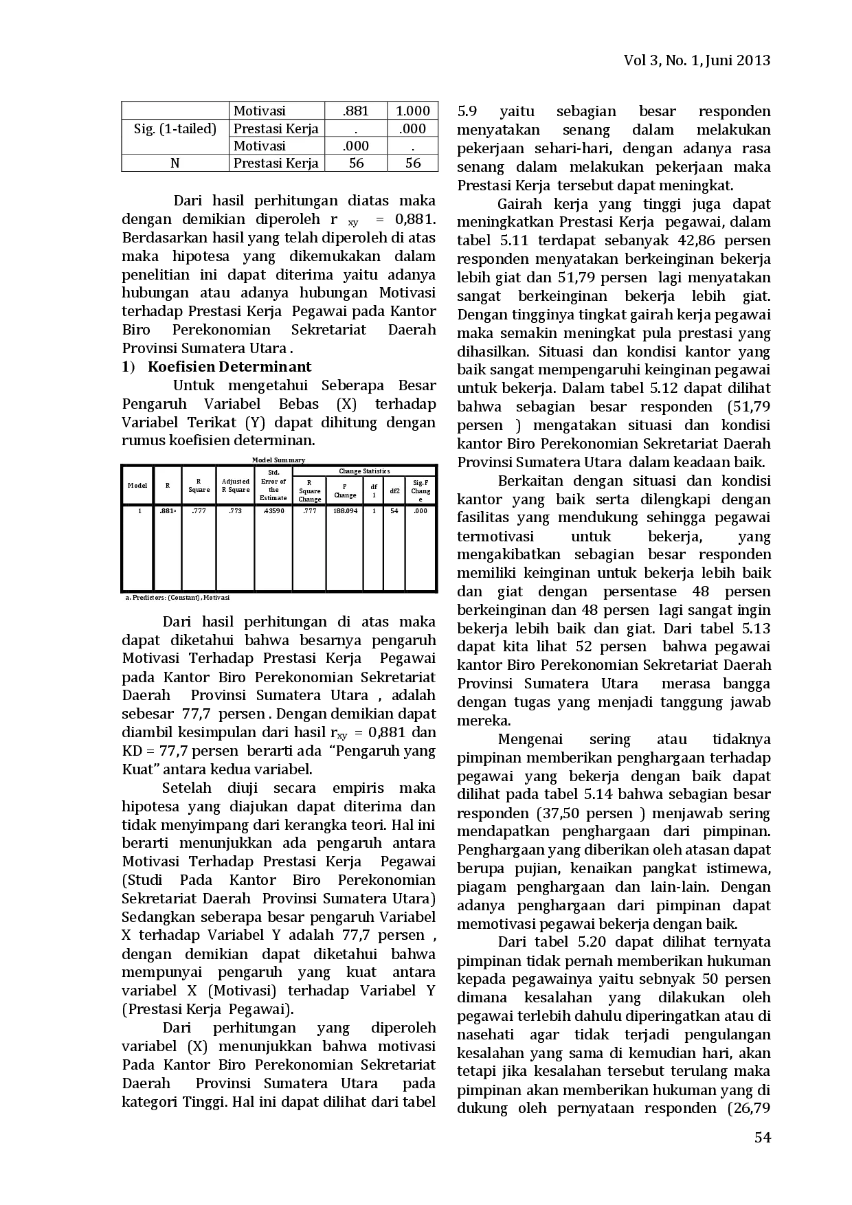 juris Pengaruh Motivasi Terhadap Prestasi Kerja Pegawai Pada Biro Perekonomian Sekretariat Daerah Provinsi Sumatera Utara