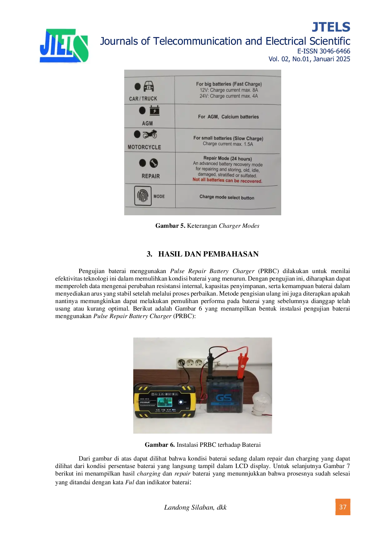 JURIS Analisis Uji Efektivitas Pulse Repair Battery Charger dengan Beban Akumulator 12 Volt