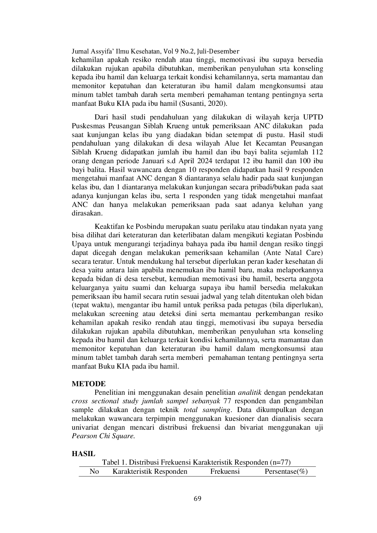 JURIS Hubungan Pengetahuan Ibu Dengan Pemanfaatan Posyandu Selama Masa Kehamilan