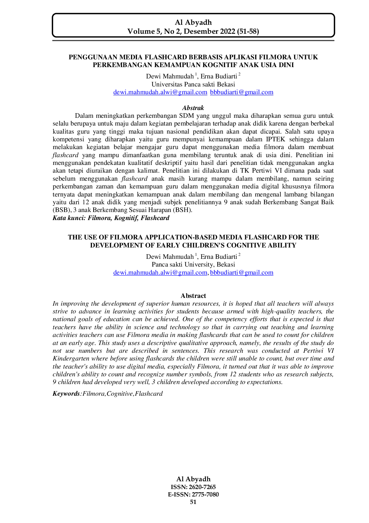 JURIS PENGGUNAAN MEDIA FLASHCARD BERBASIS APLIKASI FILMORA UNTUK PERKEMBANGAN KEMAMPUAN KOGNITIF ANAK USIA DINI