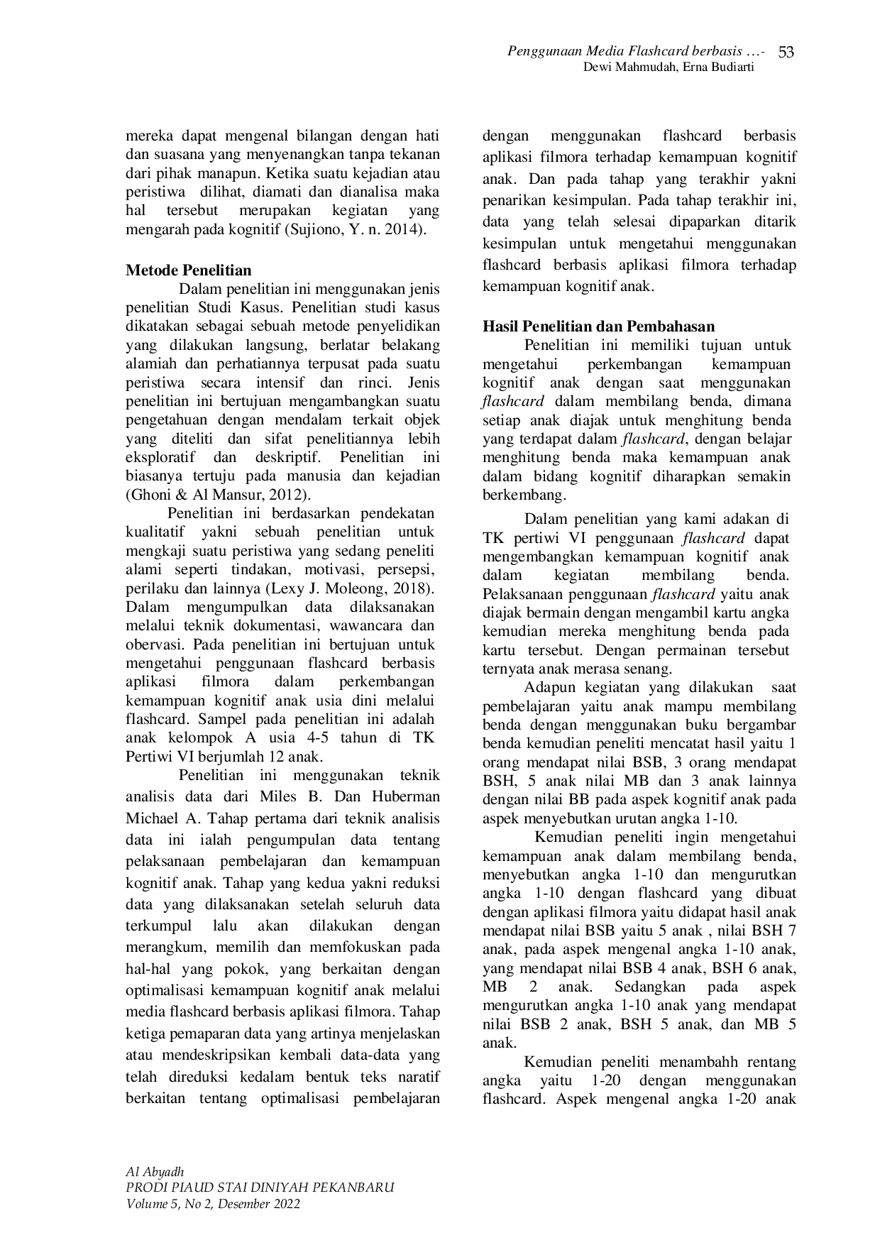 JURIS PENGGUNAAN MEDIA FLASHCARD BERBASIS APLIKASI FILMORA UNTUK PERKEMBANGAN KEMAMPUAN KOGNITIF ANAK USIA DINI