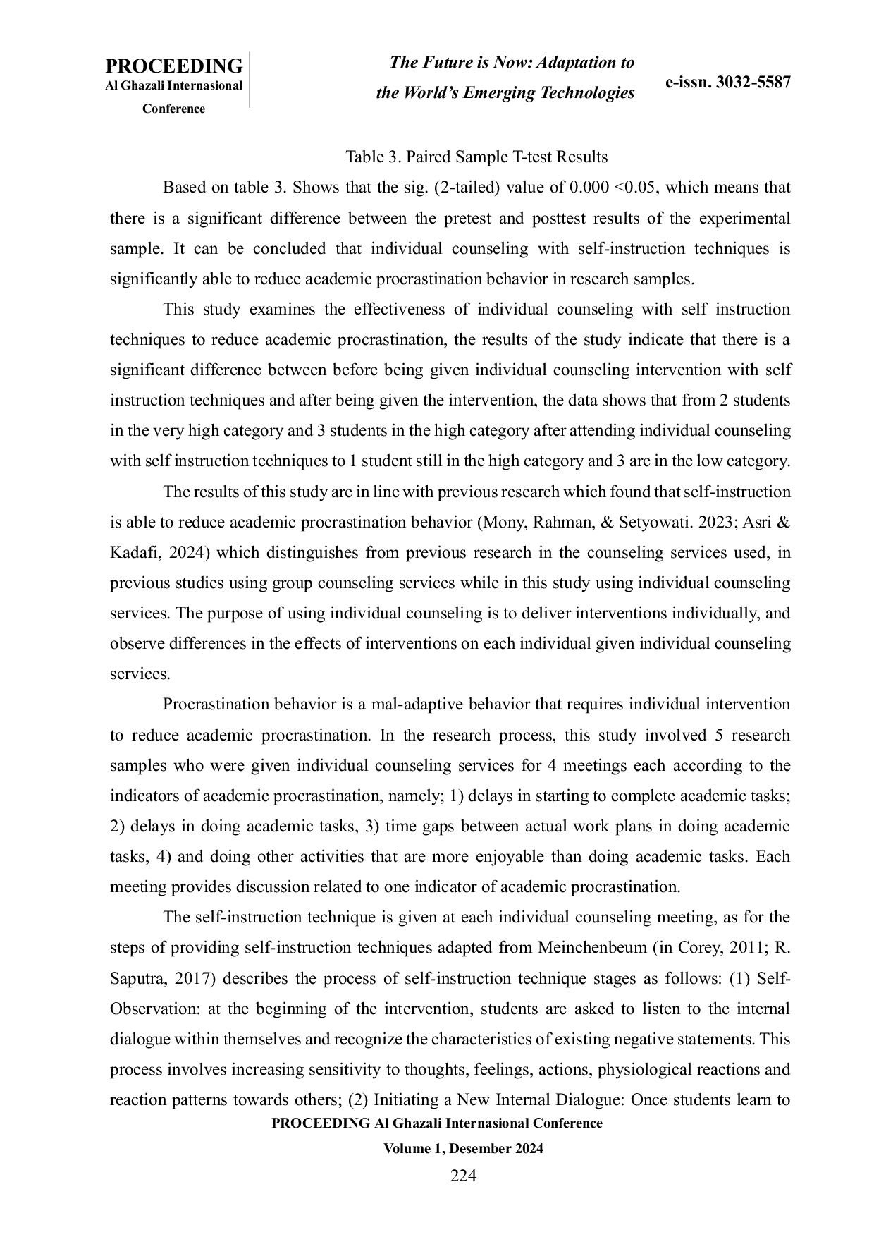 JURIS The Use of Self Instruction Techniques to Reduce Academic Procrastination