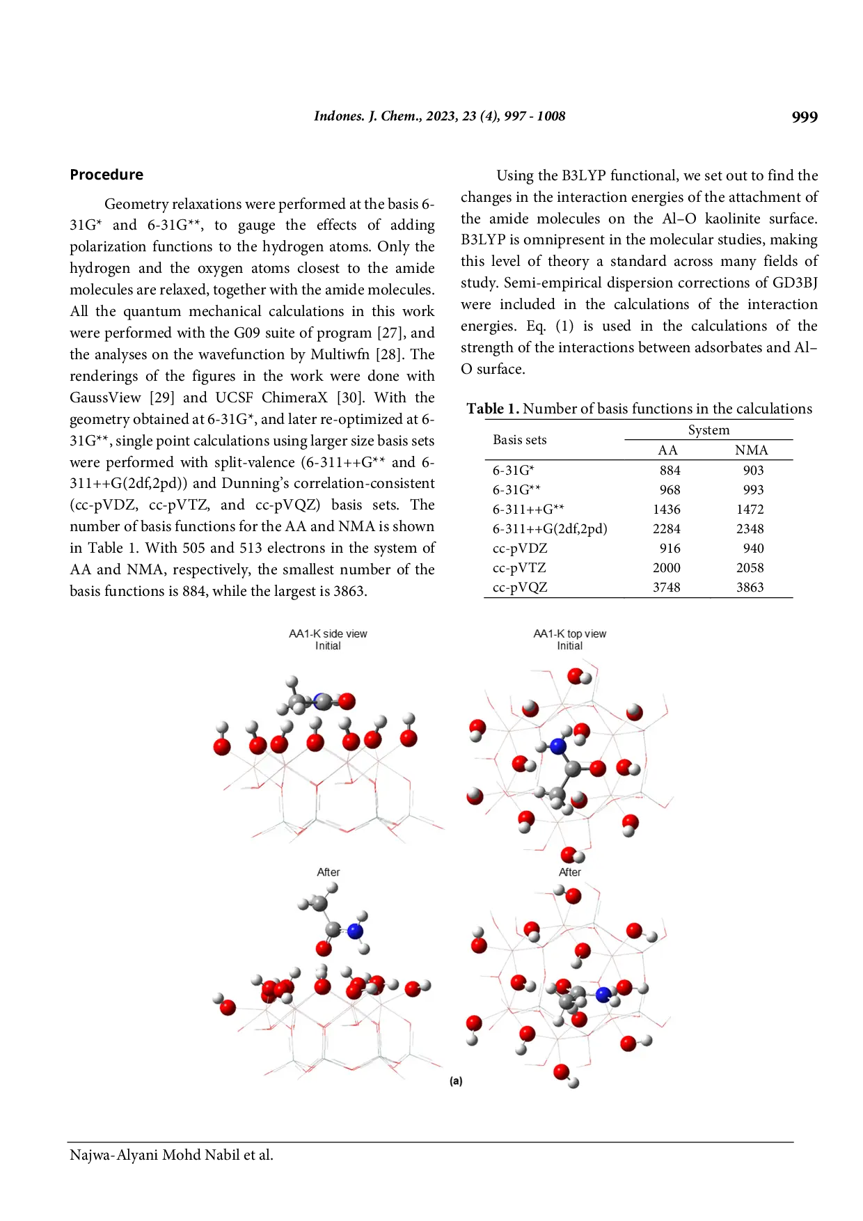 JURIS Basis Set Effects on the Stabilities and Interaction Energies of Small Amide Molecules Adsorbed on Kaolinite Surface