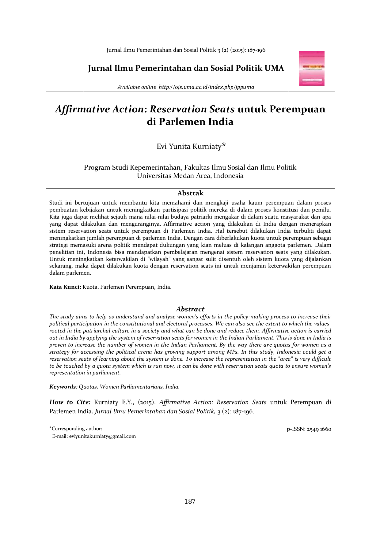 JURIS Affirmative Action Reservation Seats untuk Perempuan di Parlemen India