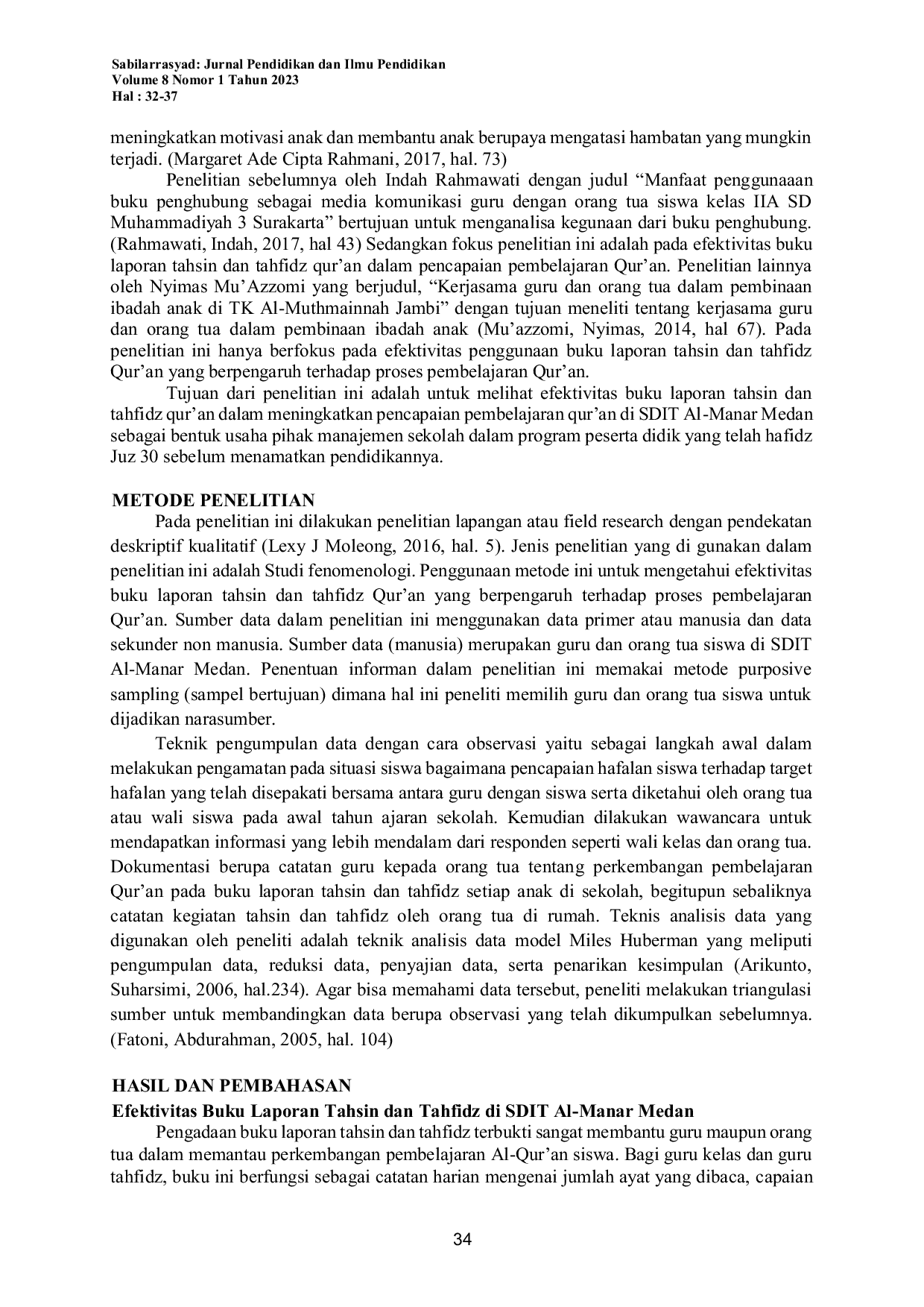 JURIS Efektivitas Buku Laporan Tahsin dan Tahfidz Qur an Dalam Meningkatkan Pencapaian Pembelajaran Qur an Di SDIT Al Manar Medan