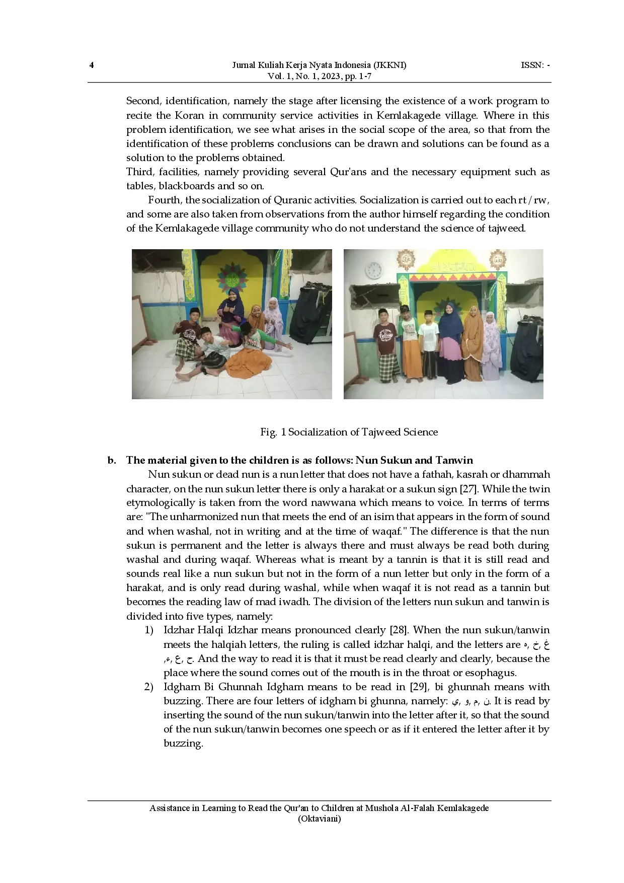 juris Assistance in Learning to Read the Qur an to Children at Mushola Al Falah Kemlakagede