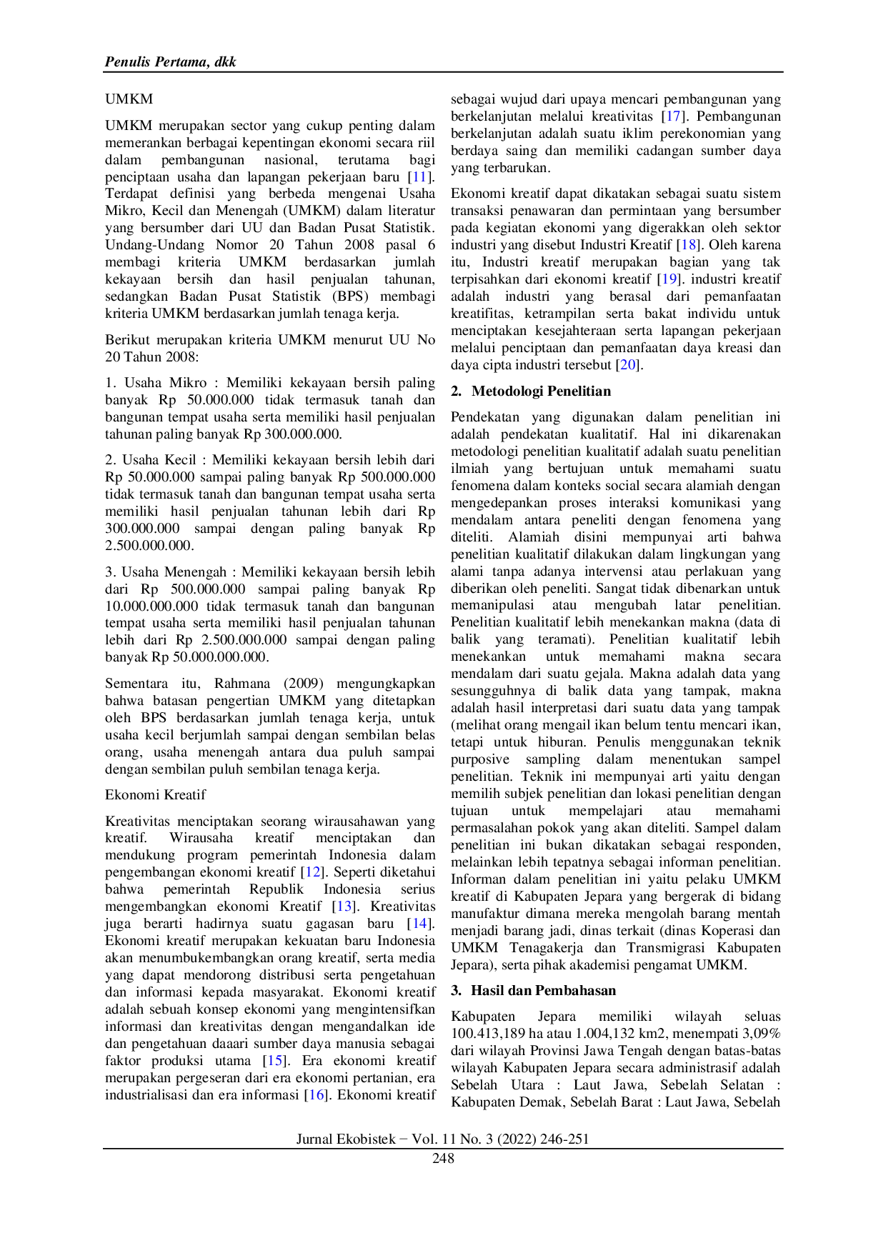 JURIS Pengembangan UMKM Berbasis Ekonomi Kreatif di Kabupaten Jepara