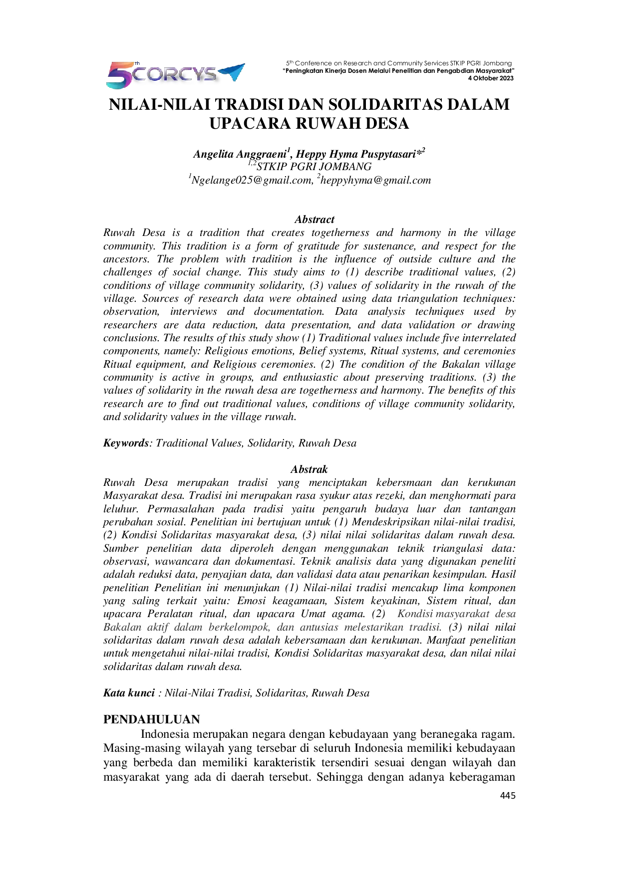 JURIS Nilai Nilai Tradisi Dan Solidaritas Dalam Upacara Ruwah Desa