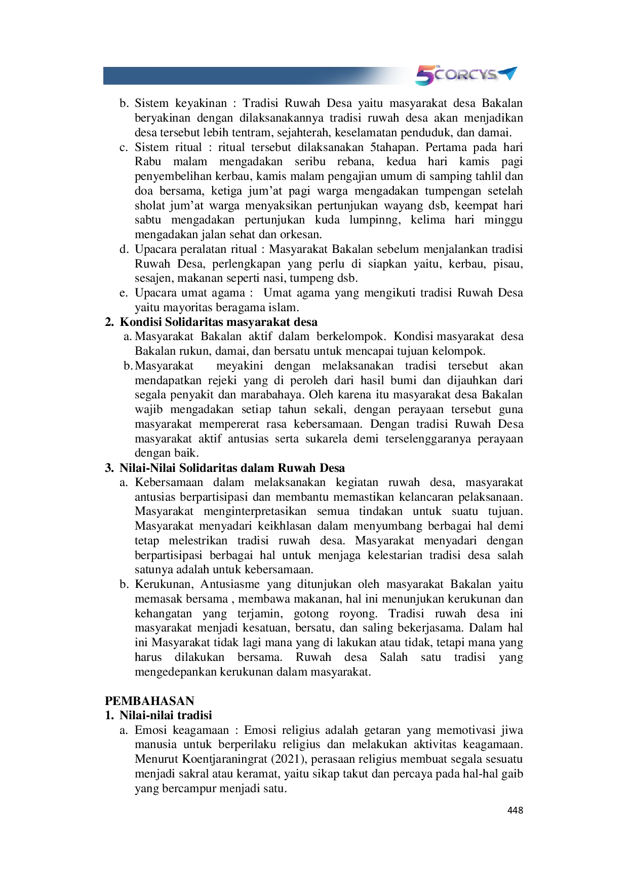 JURIS Nilai Nilai Tradisi Dan Solidaritas Dalam Upacara Ruwah Desa