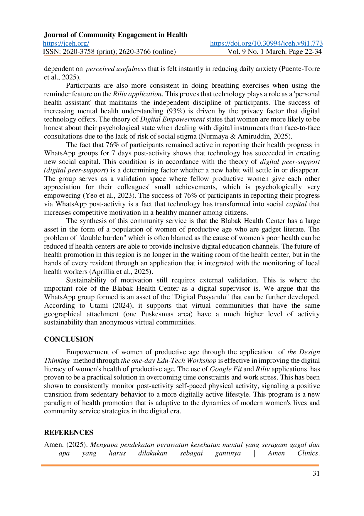 JURIS Transformation of Sedentary Behavior Towards a Digital Active Lifestyle Through a Design Thinking Approach in Women Of Productive Age
