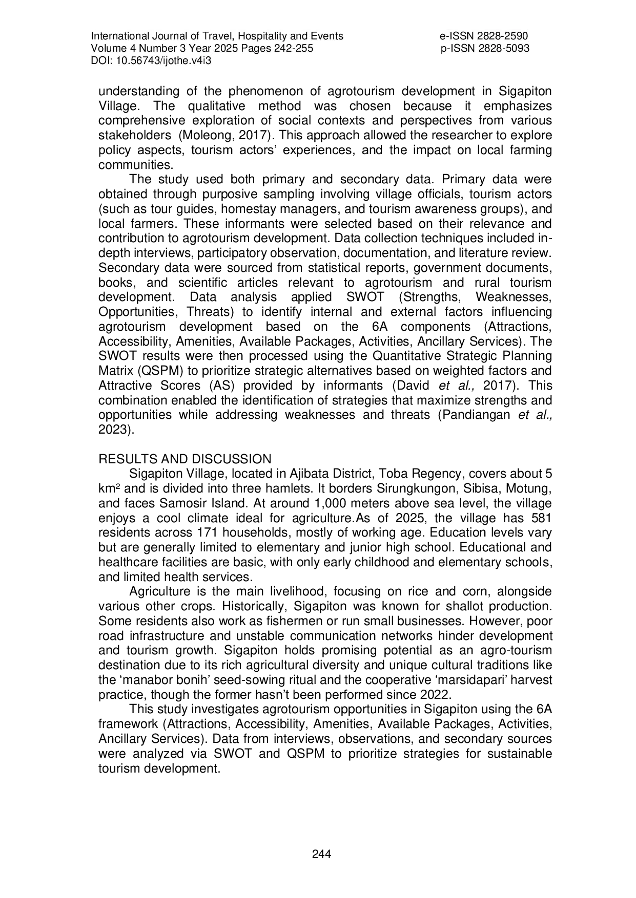 JURIS Development of Agrotourism to Support Tourism Growth in Sigapiton Village