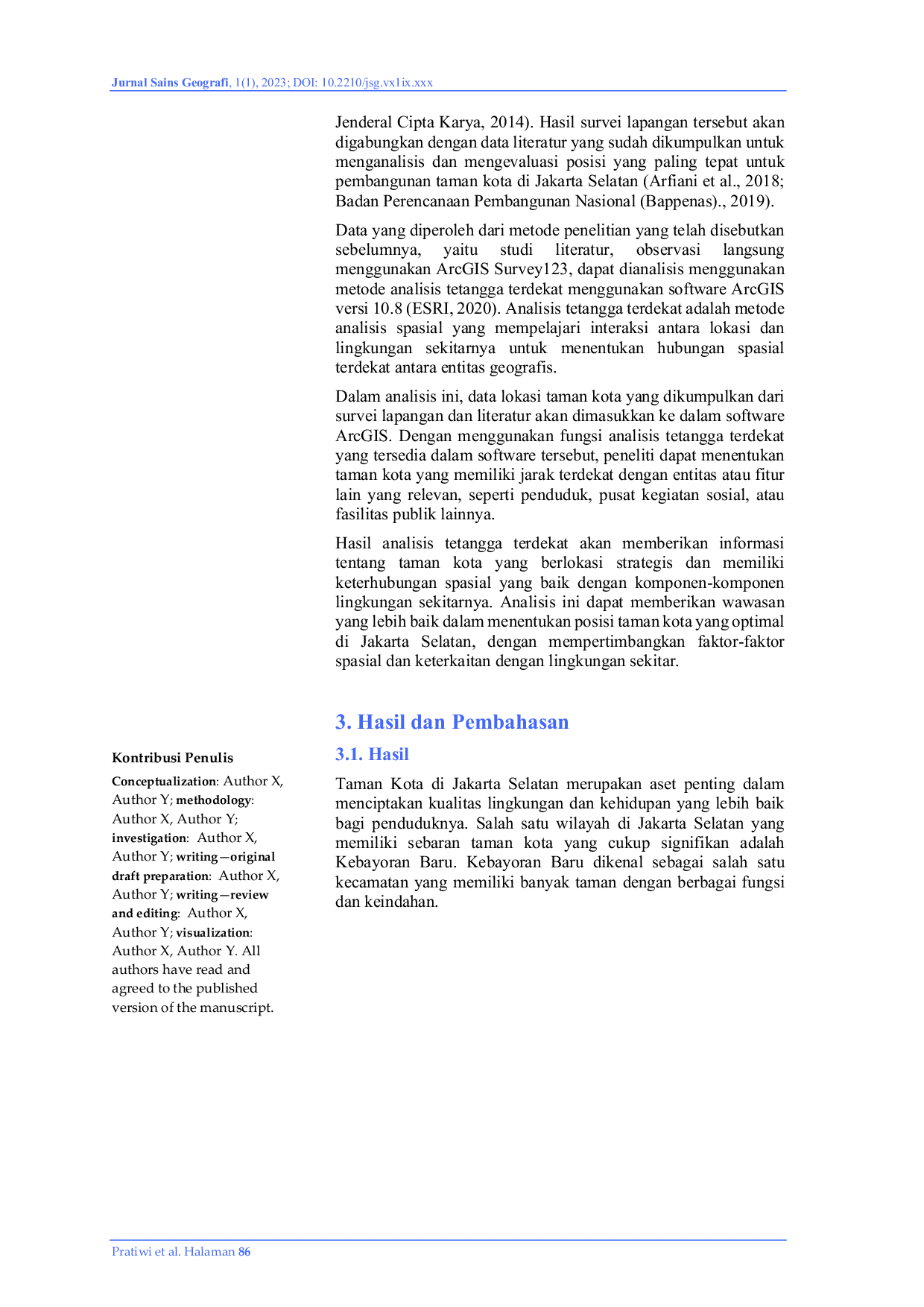 JURIS Pemetaan Taman Kota di Jakarta Selatan menggunakan Sistem Informasi Geografi sebagai Wujud Pembangunan Berkelanjutan