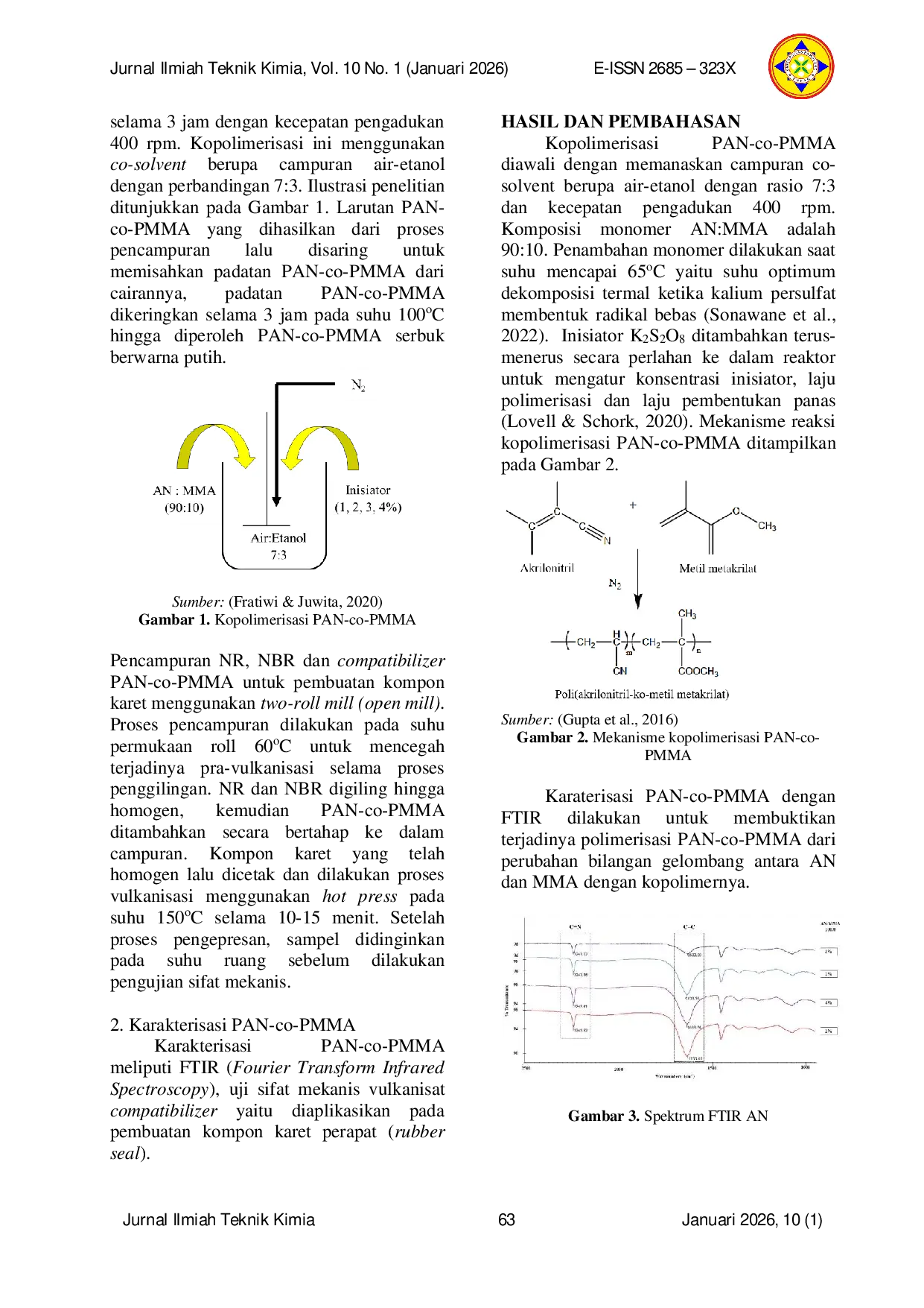 JURIS Sintesis PAN co PMMA sebagai Compatibilizer pada Pencampuran Natural Rubber dan Nitrile Butadiene Rubber Aplikasi dalam Pencampuran Karet Perapat