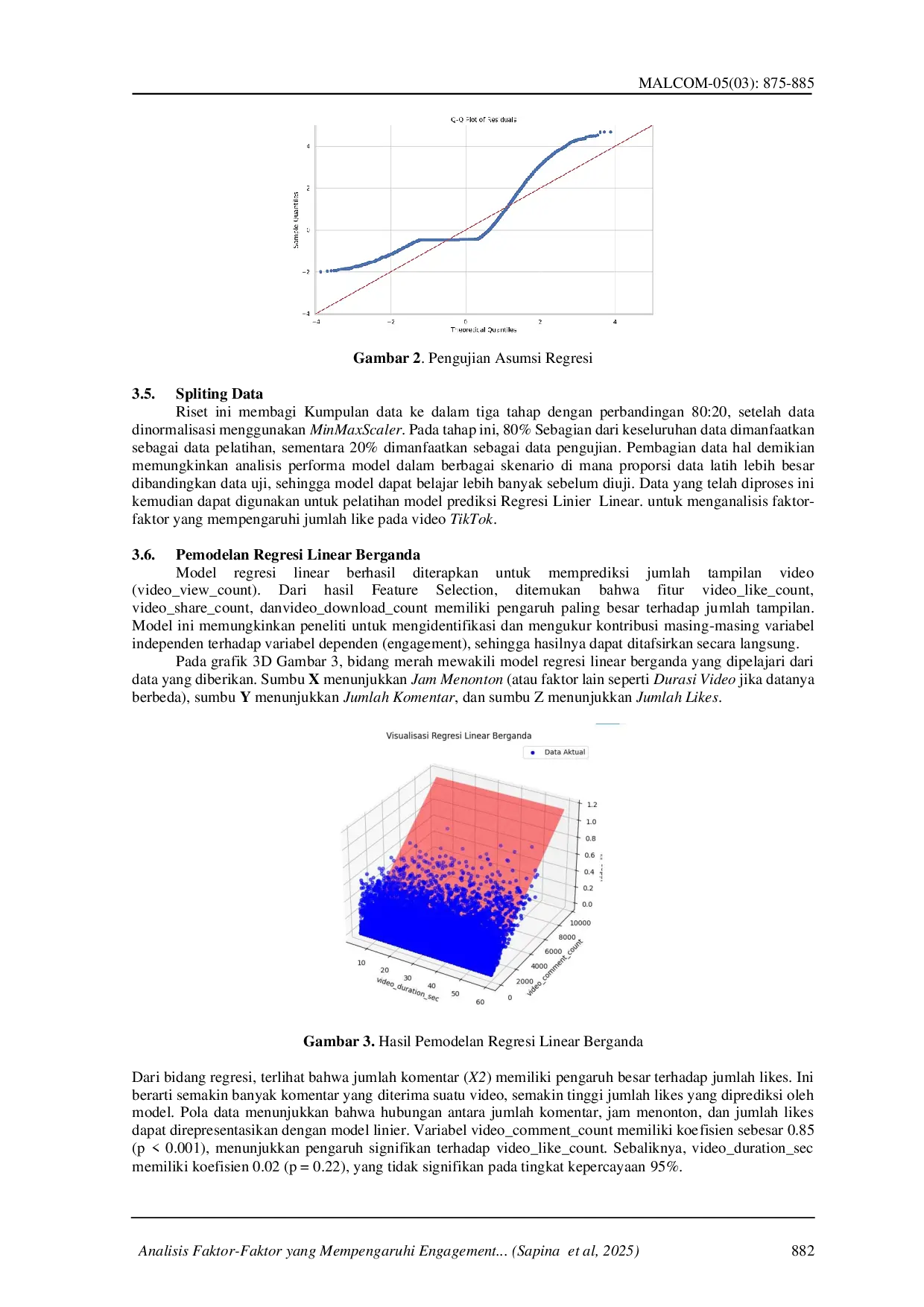 juris Analisis Faktor Faktor yang Mempengaruhi Engagement Video di Platform TikTok Menggunakan Multiple Linear Regression