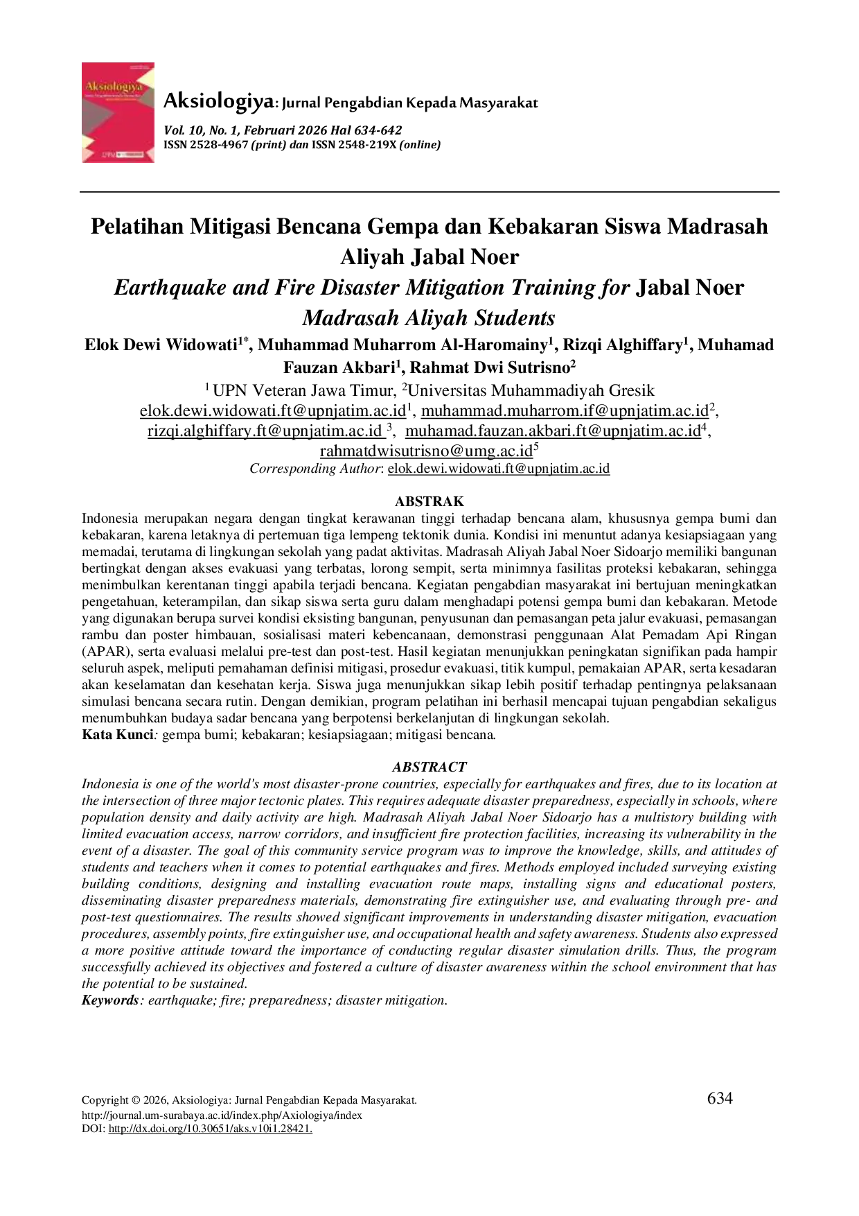 JURIS Pelatihan Mitigasi Bencana Gempa dan Kebakaran Siswa Madrasah Aliyah Jabal Noer