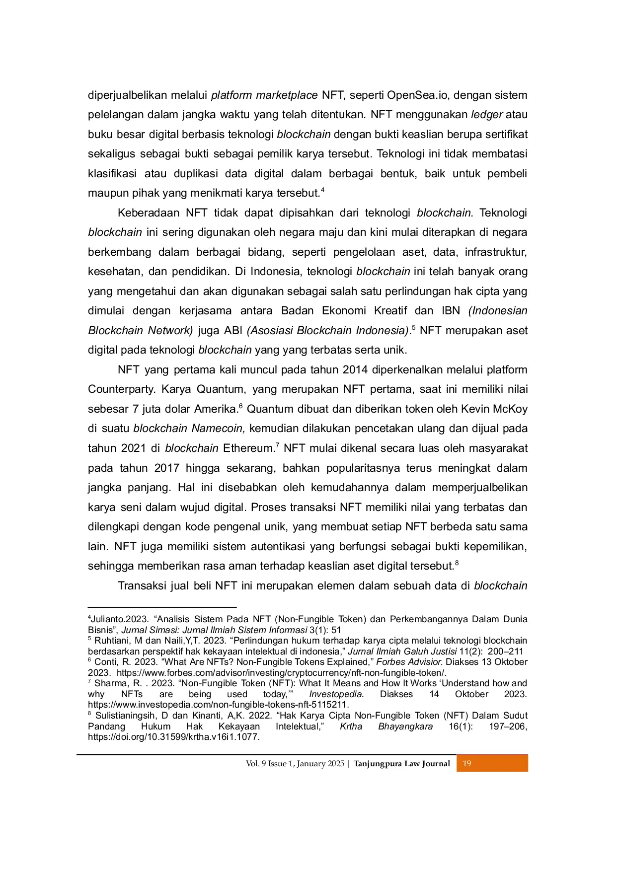 JURIS Regulasi Non Fungible Token Sebagai Upaya Keamanan Terhadap Pembajakan Hak Kekayaan Intelektual