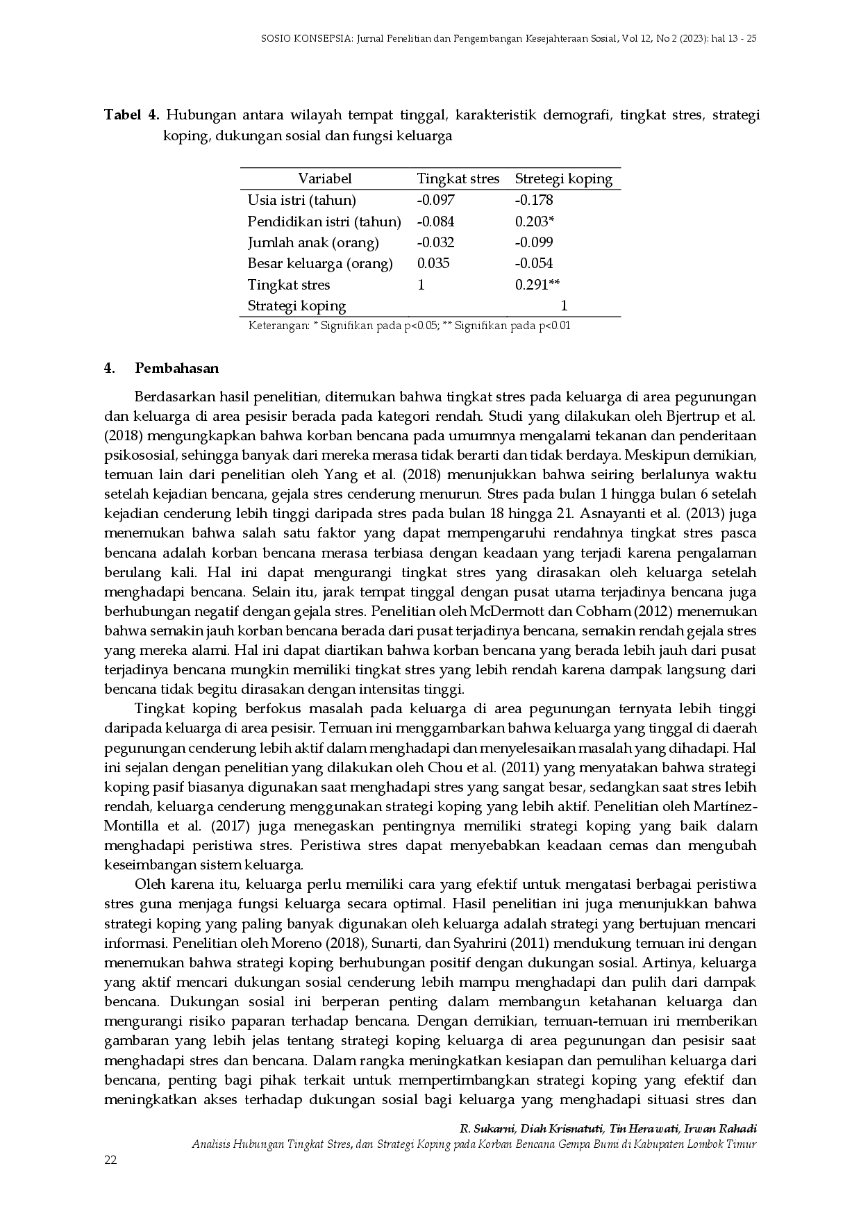 juris Analisis Hubungan Tingkat Stres dan Strategi Koping pada Korban Bencana Gempa Bumi di Kabupaten Lombok Timur